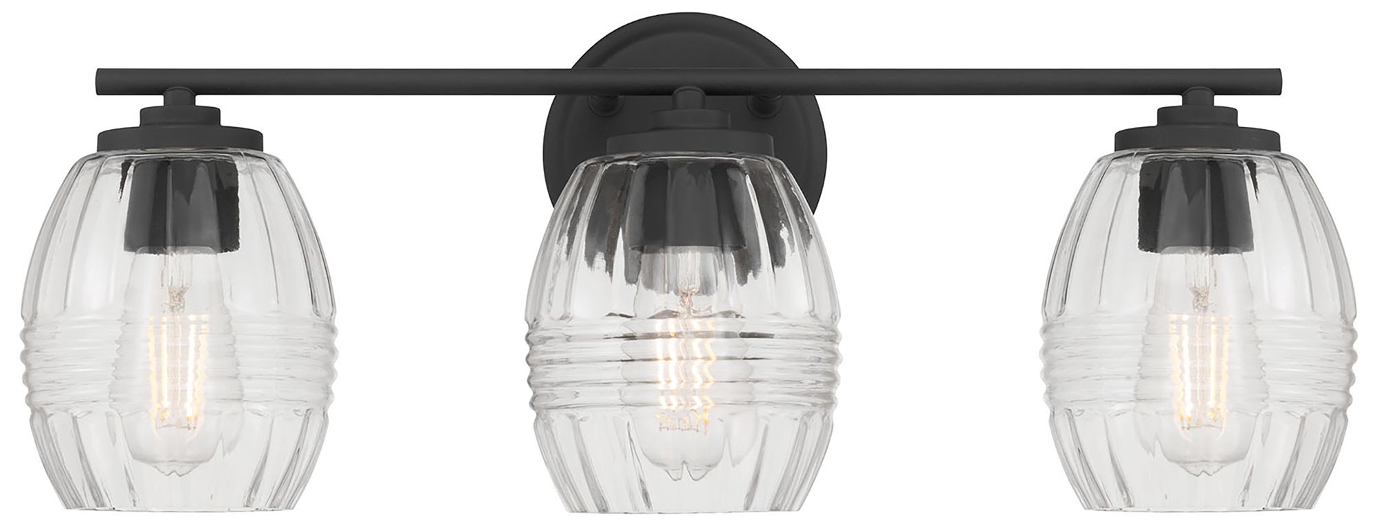 Image 3 Millennium Miravelle 3-Light 22.25" Matte Black Vanity Light with Shade more views