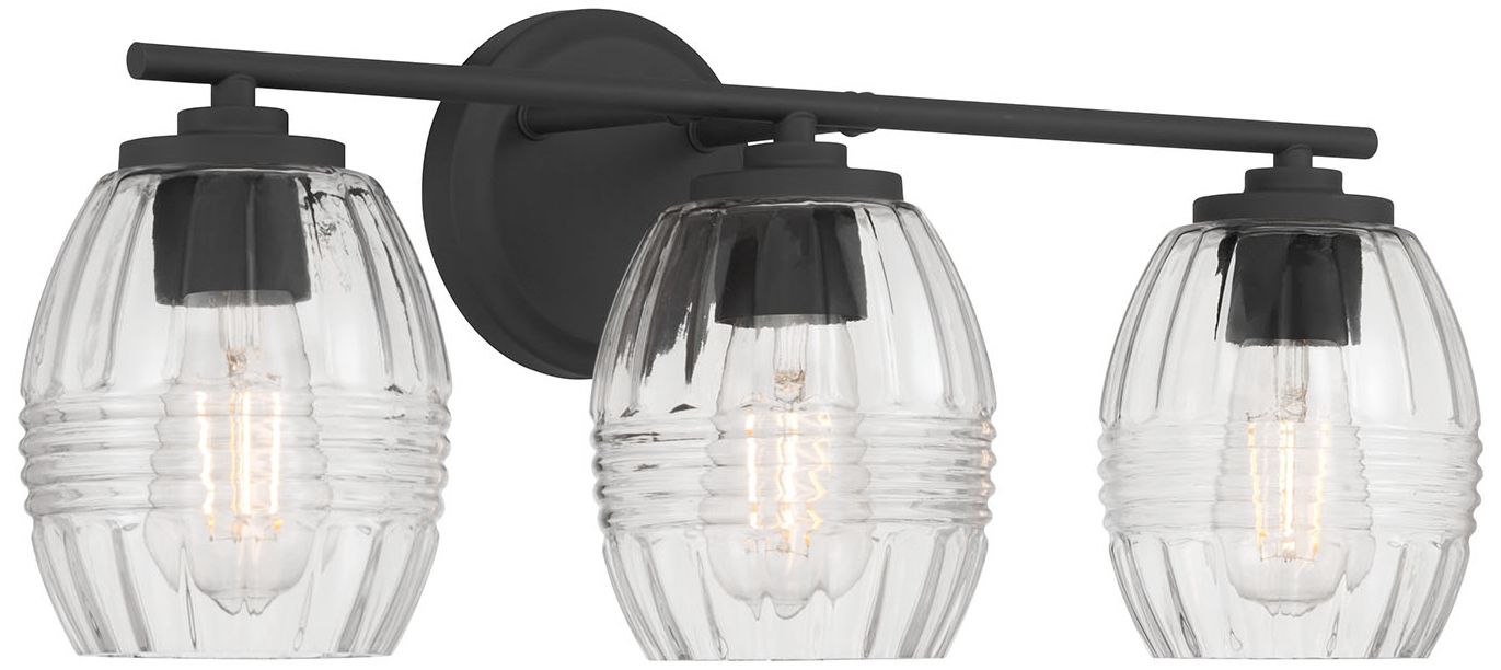 Image 4 Millennium Miravelle 3-Light 22.25" Matte Black Vanity Light with Shade more views