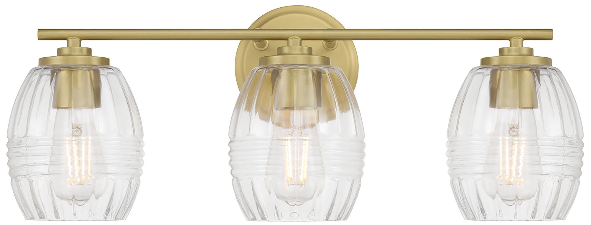 Image 3 Millennium Miravelle 3-Light 22.25" Vintage Brass Vanity Light with Shade more views