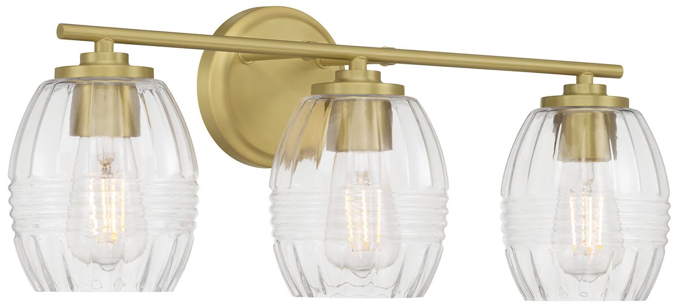 Image 4 Millennium Miravelle 3-Light 22.25" Vintage Brass Vanity Light with Shade more views