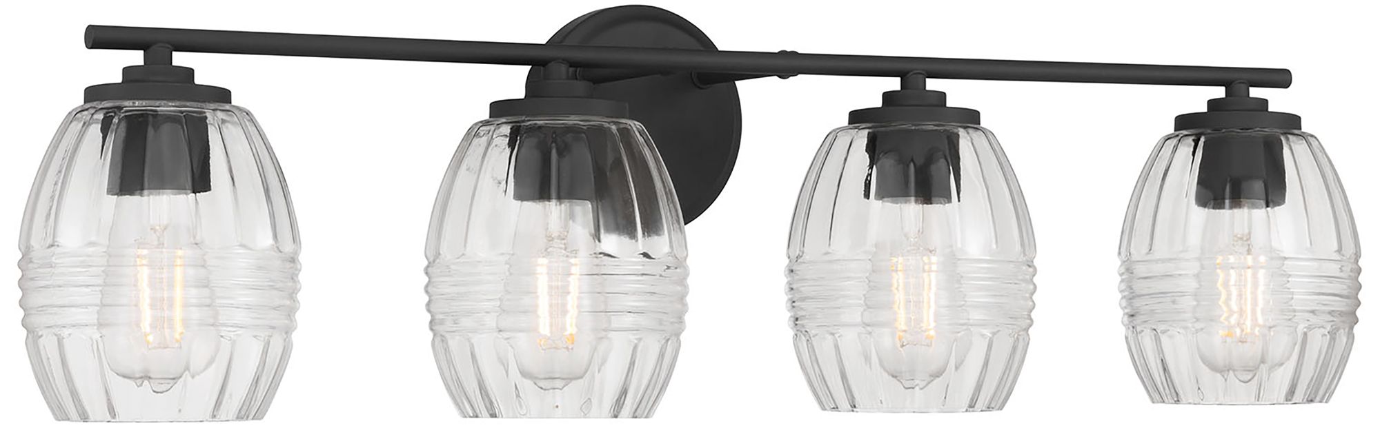 Millennium Miravelle 4-Light 30.5" Matte Black Vanity Light with Shade