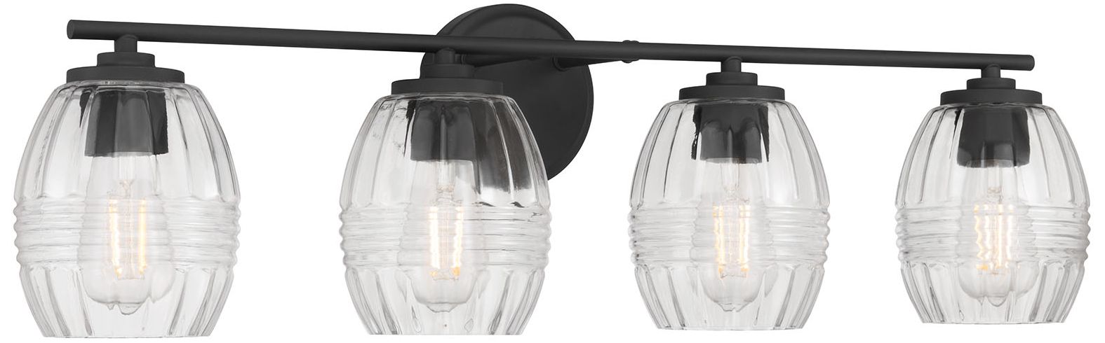 Image 4 Millennium Miravelle 4-Light 30.5" Matte Black Vanity Light with Shade more views