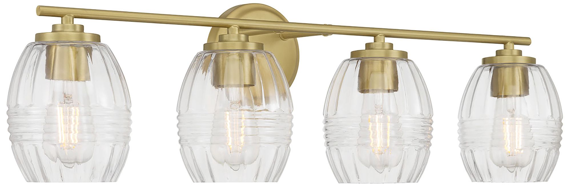 Millennium Miravelle 4-Light 30.5" Vintage Brass Vanity Light with Shade