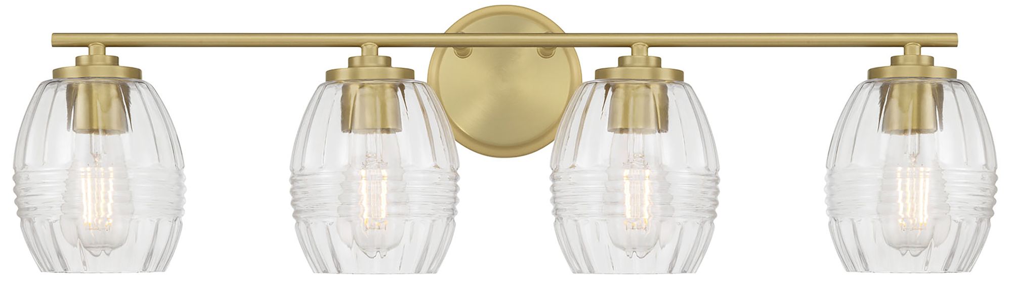 Image 3 Millennium Miravelle 4-Light 30.5" Vintage Brass Vanity Light with Shade more views