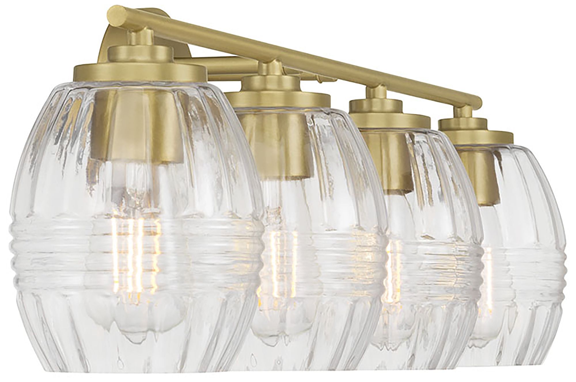 Image 5 Millennium Miravelle 4-Light 30.5" Vintage Brass Vanity Light with Shade more views