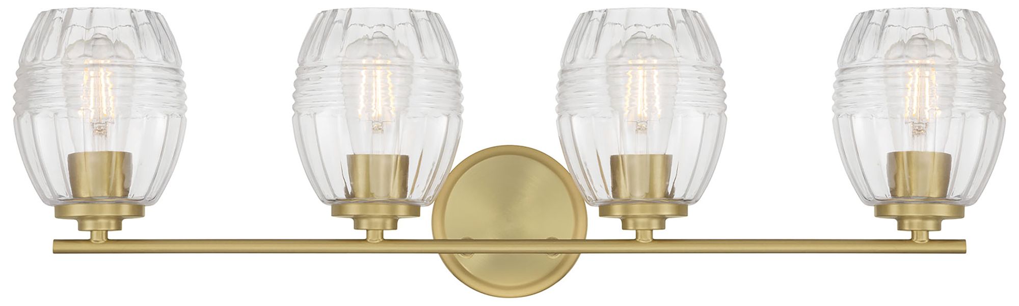 Image 6 Millennium Miravelle 4-Light 30.5" Vintage Brass Vanity Light with Shade more views