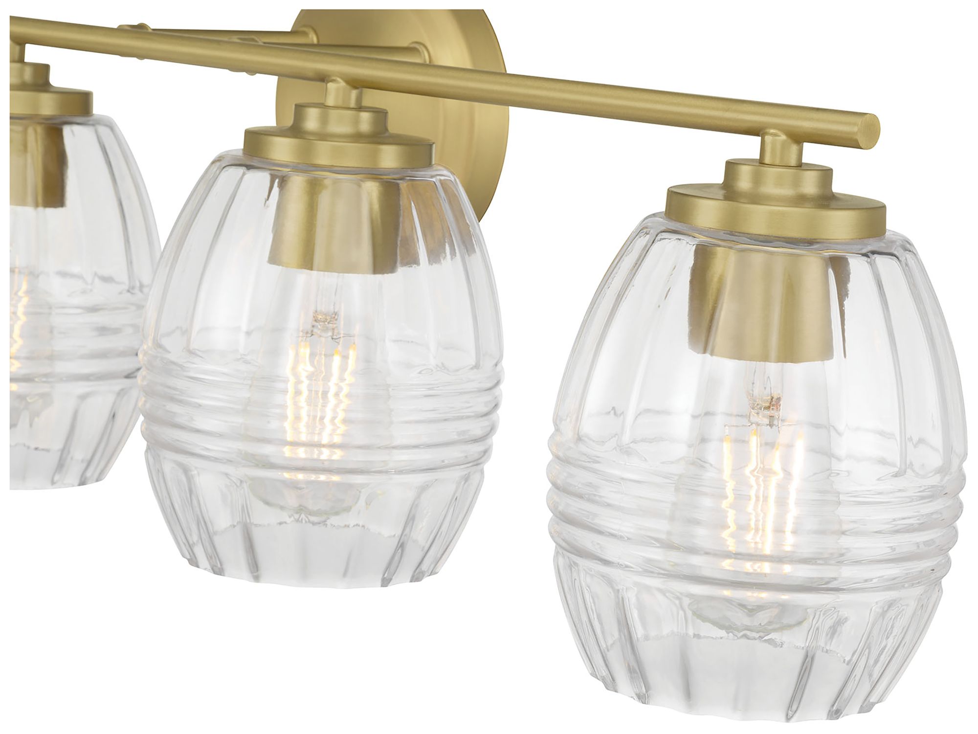 Image 7 Millennium Miravelle 4-Light 30.5" Vintage Brass Vanity Light with Shade more views