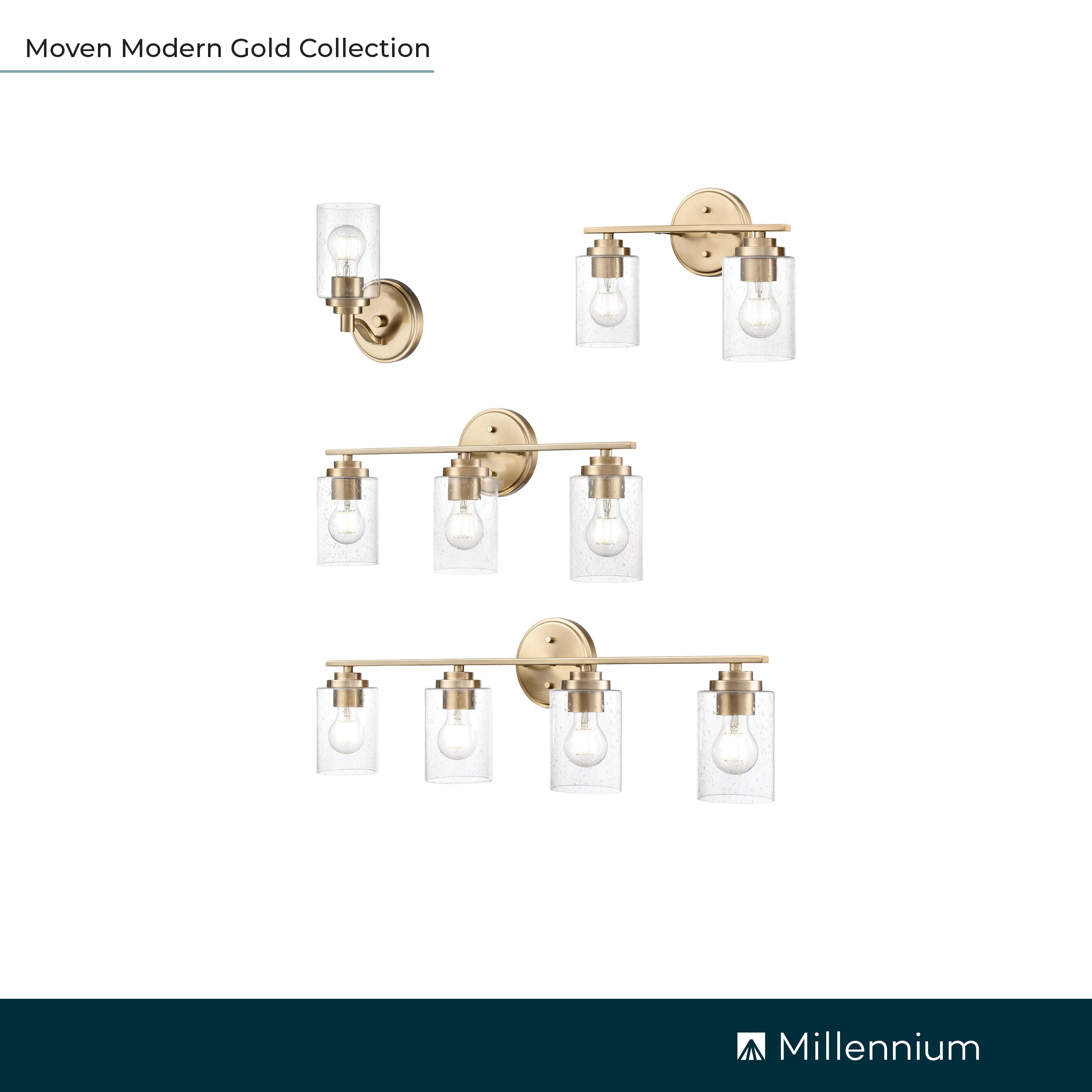 Millennium Moven 1-Light 5.5" Modern Gold Wall Sconce with Glass Shade