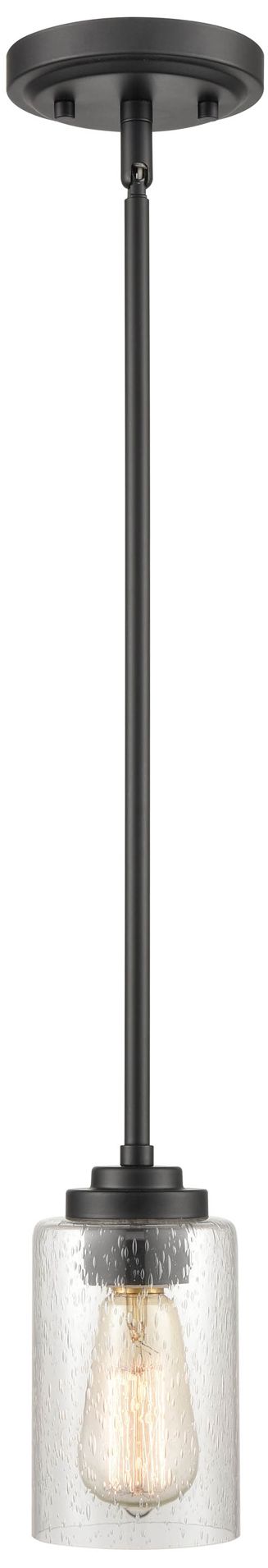 Millennium Moven 1-Light 5" Matte Black Mini Pendant with Glass Shade