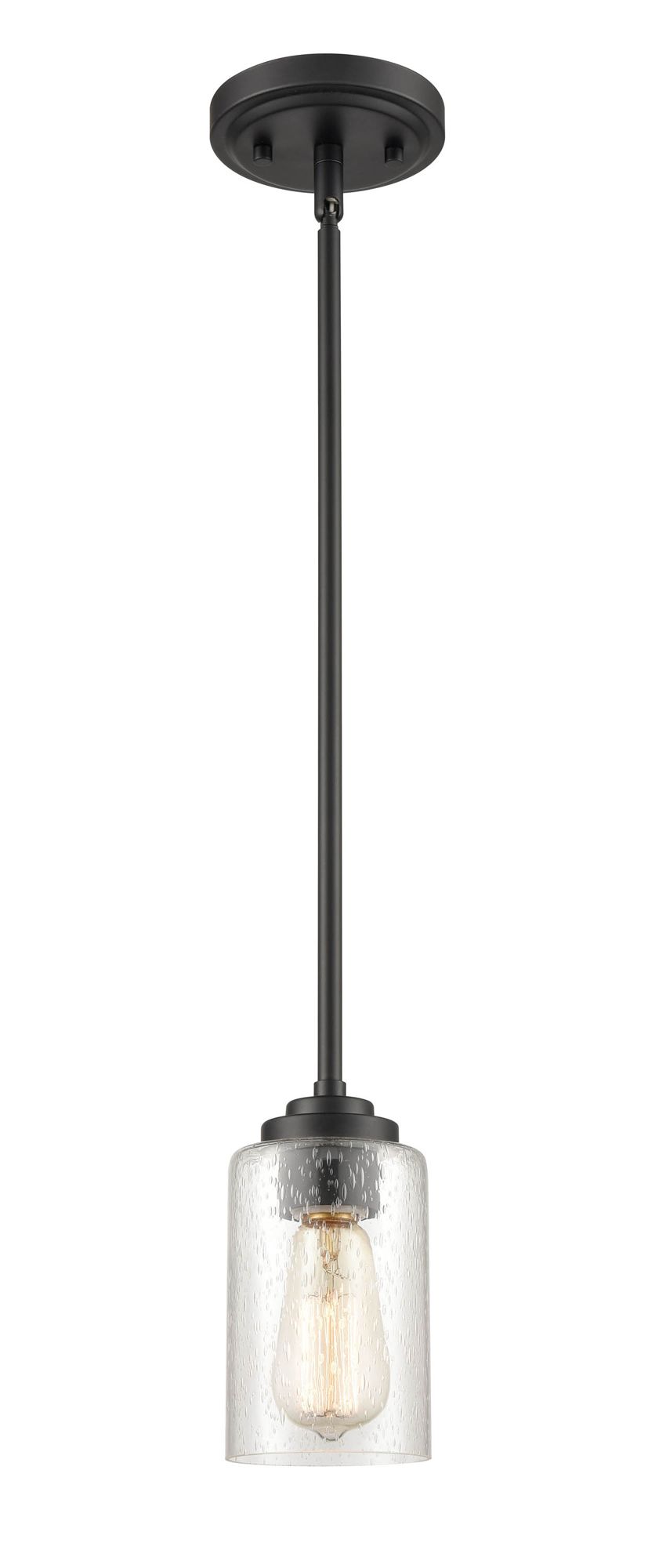 Image 2 Millennium Moven 1-Light 5" Matte Black Mini Pendant with Glass Shade more views