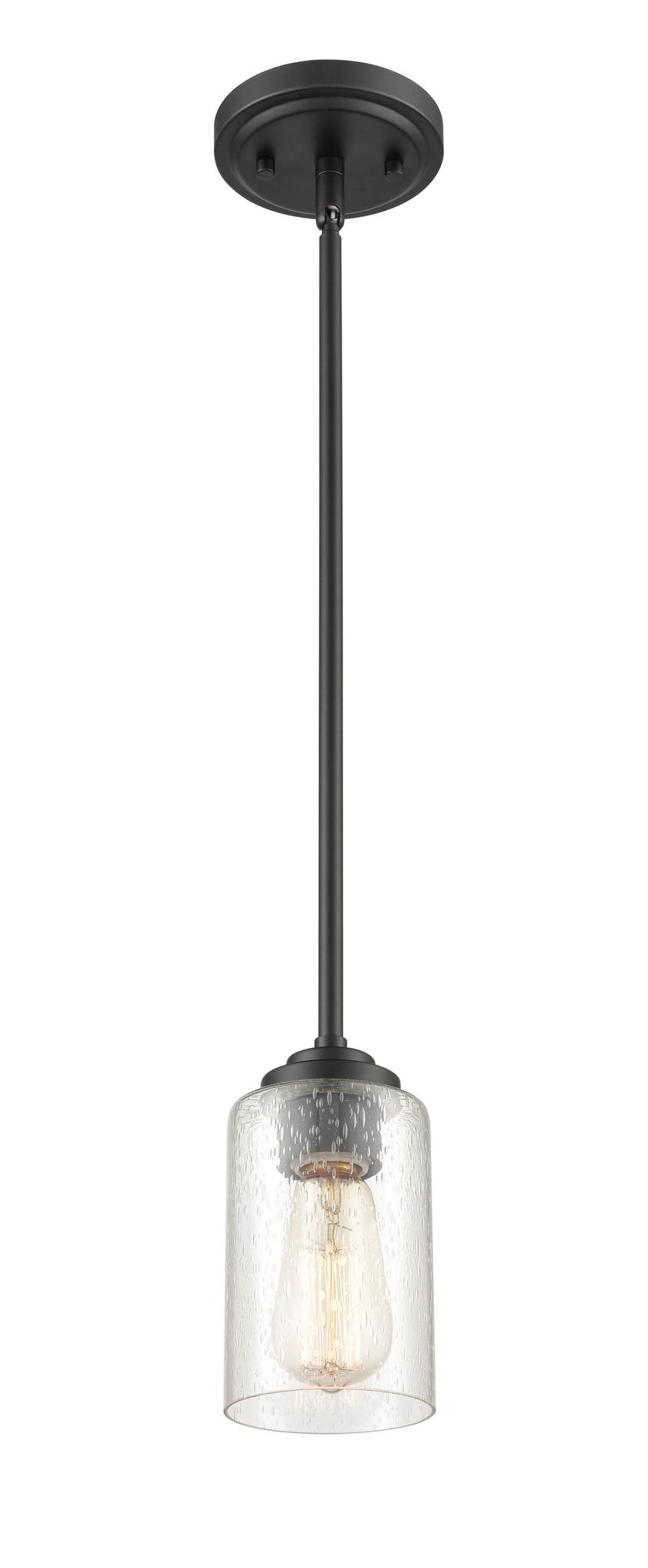 Image 3 Millennium Moven 1-Light 5" Matte Black Mini Pendant with Glass Shade more views