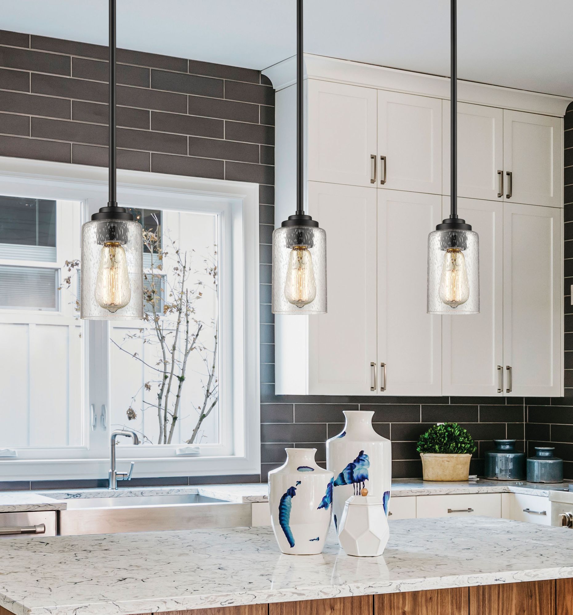 Image 6 Millennium Moven 1-Light 5" Matte Black Mini Pendant with Glass Shade more views