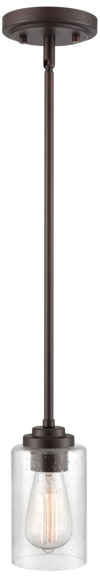 Millennium Moven 1-Light 5" Rubbed Bronze Mini Pendant with Glass Shade