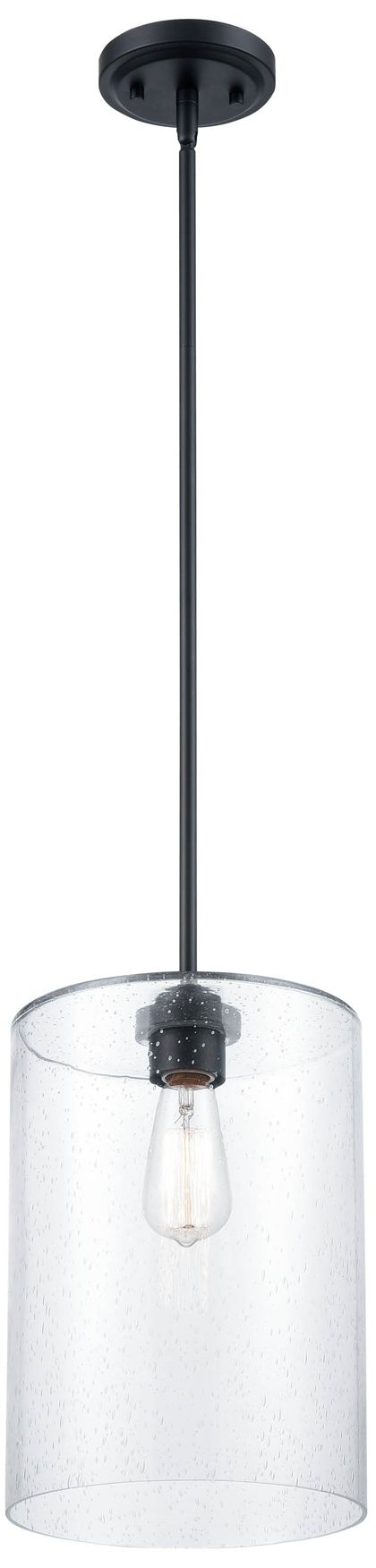 Millennium Moven 1-Light 9" Matte Black Mini Pendant with Glass Shade