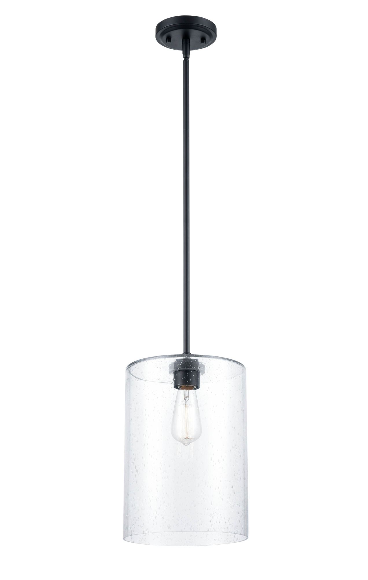 Image 2 Millennium Moven 1-Light 9" Matte Black Mini Pendant with Glass Shade more views