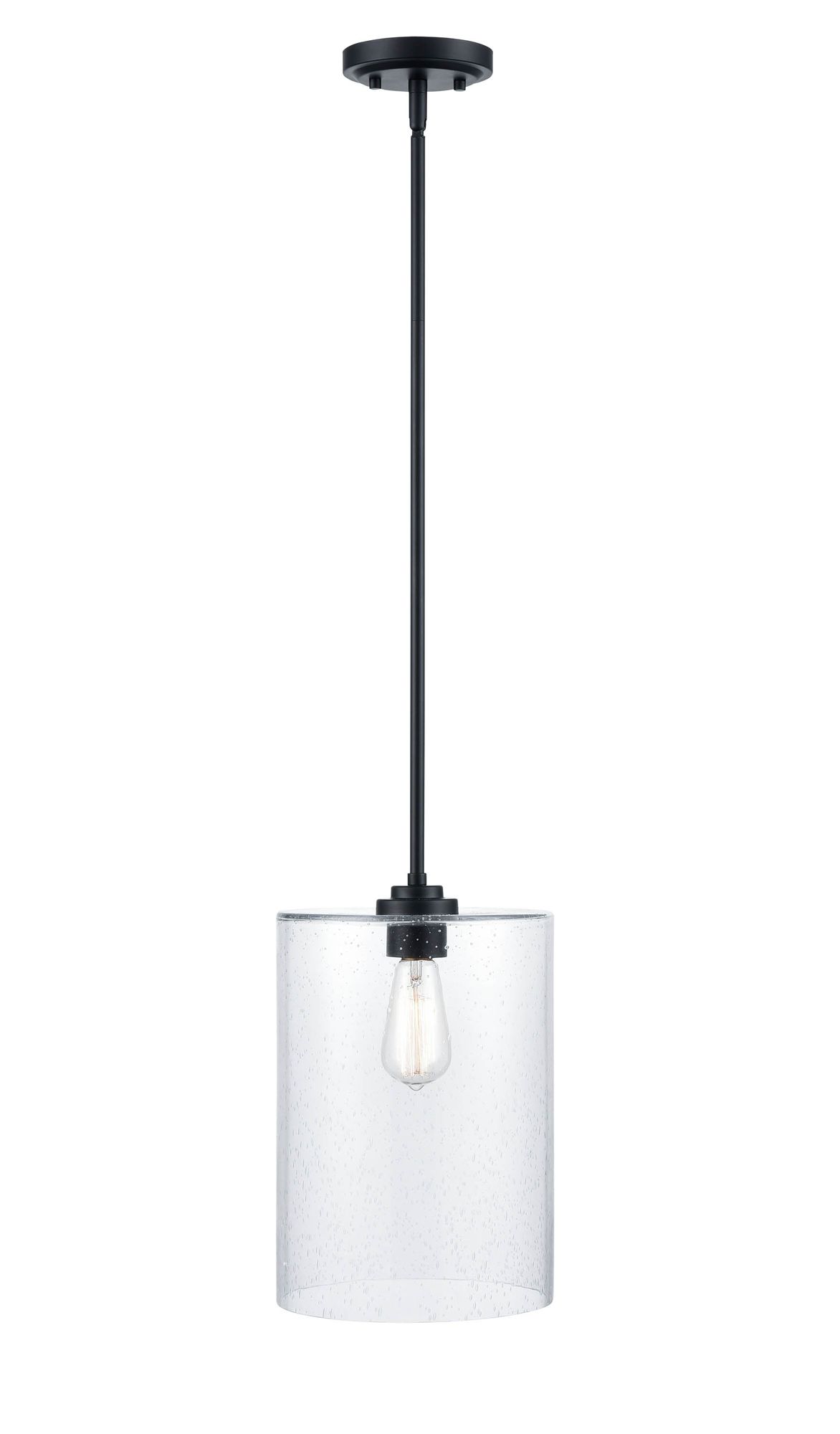 Image 3 Millennium Moven 1-Light 9" Matte Black Mini Pendant with Glass Shade more views