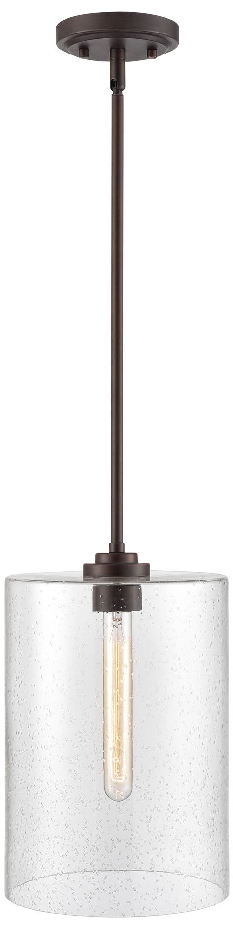 Millennium Moven 1-Light 9" Rubbed Bronze Mini Pendant with Glass Shade