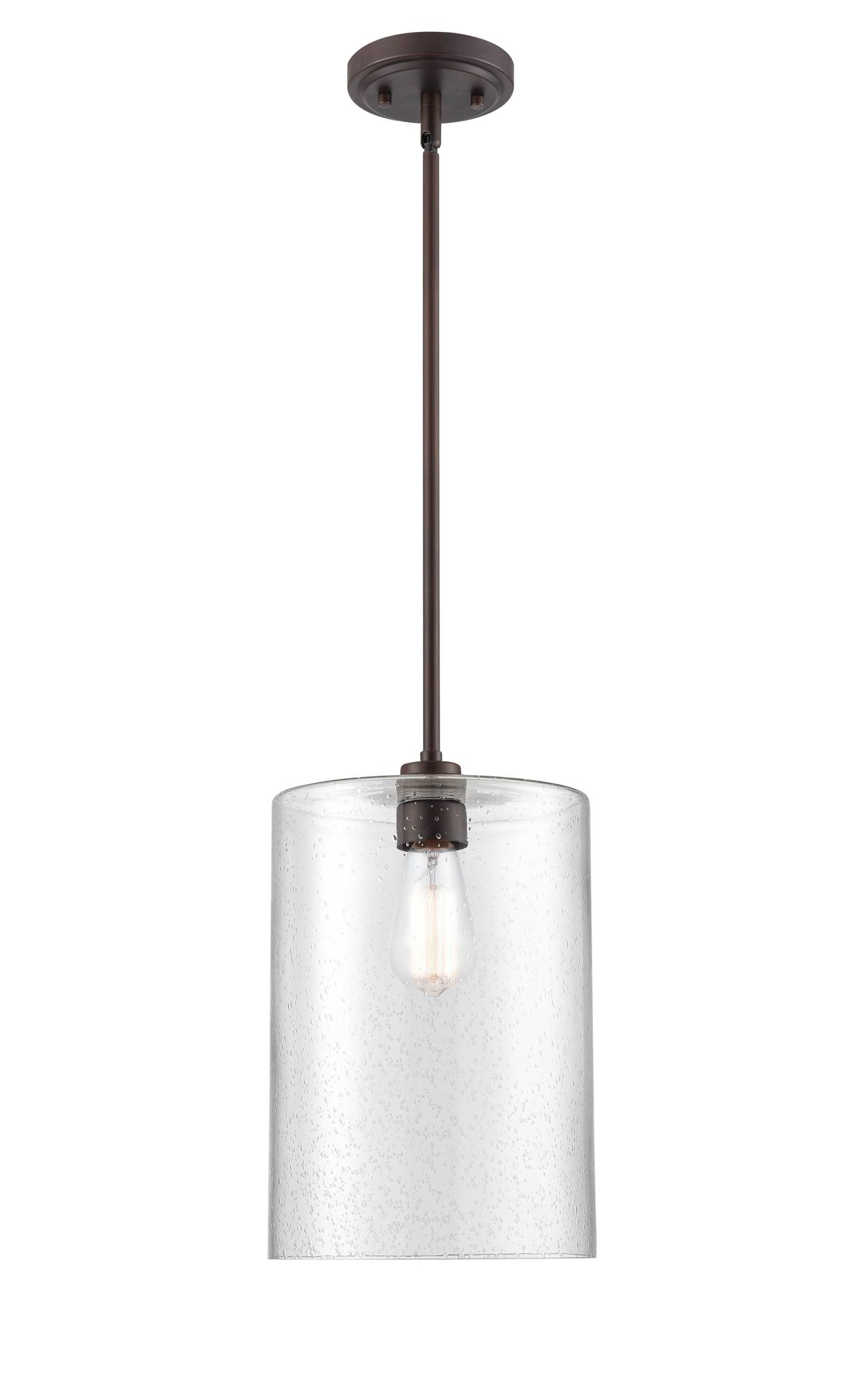 Image 2 Millennium Moven 1-Light 9" Rubbed Bronze Mini Pendant with Glass Shade more views