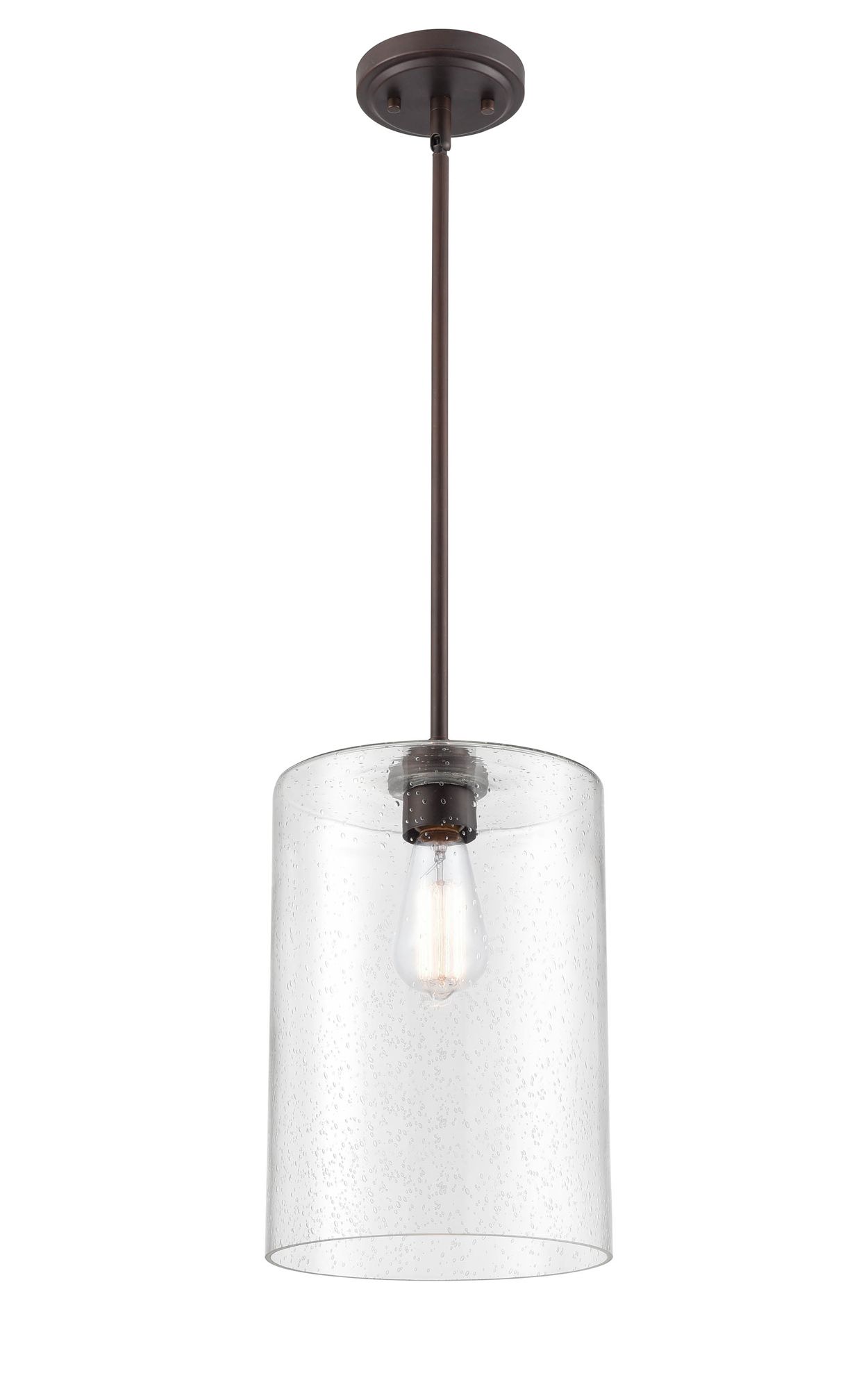 Image 3 Millennium Moven 1-Light 9" Rubbed Bronze Mini Pendant with Glass Shade more views