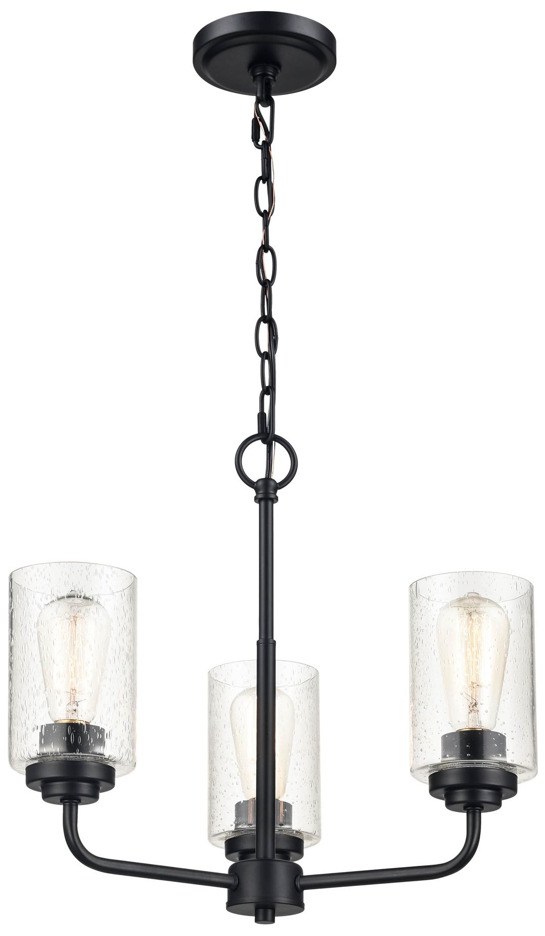 Millennium Moven 3-Light 18" Matte Black Chandelier with Glass Shade