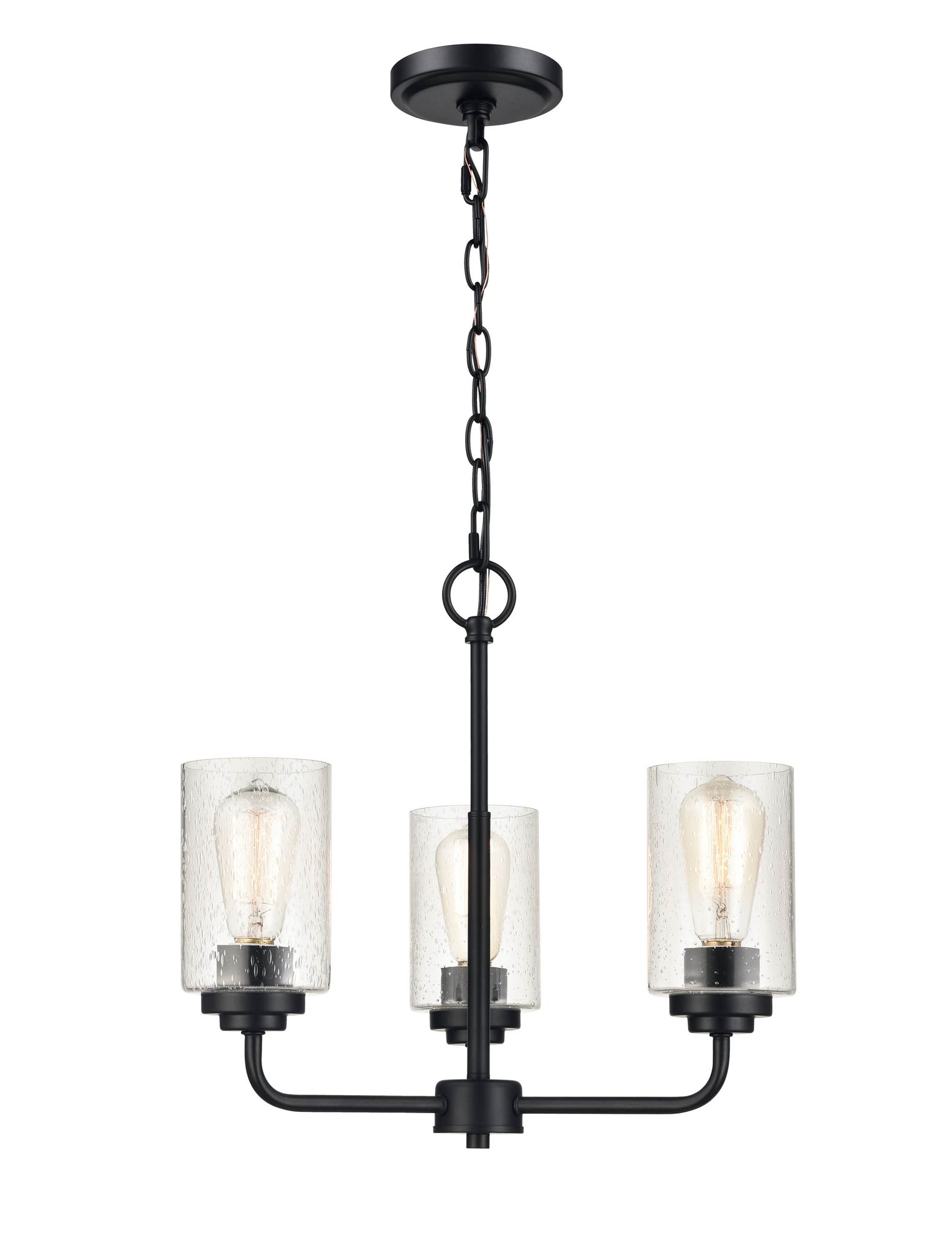 Image 2 Millennium Moven 3-Light 18" Matte Black Chandelier with Glass Shade more views