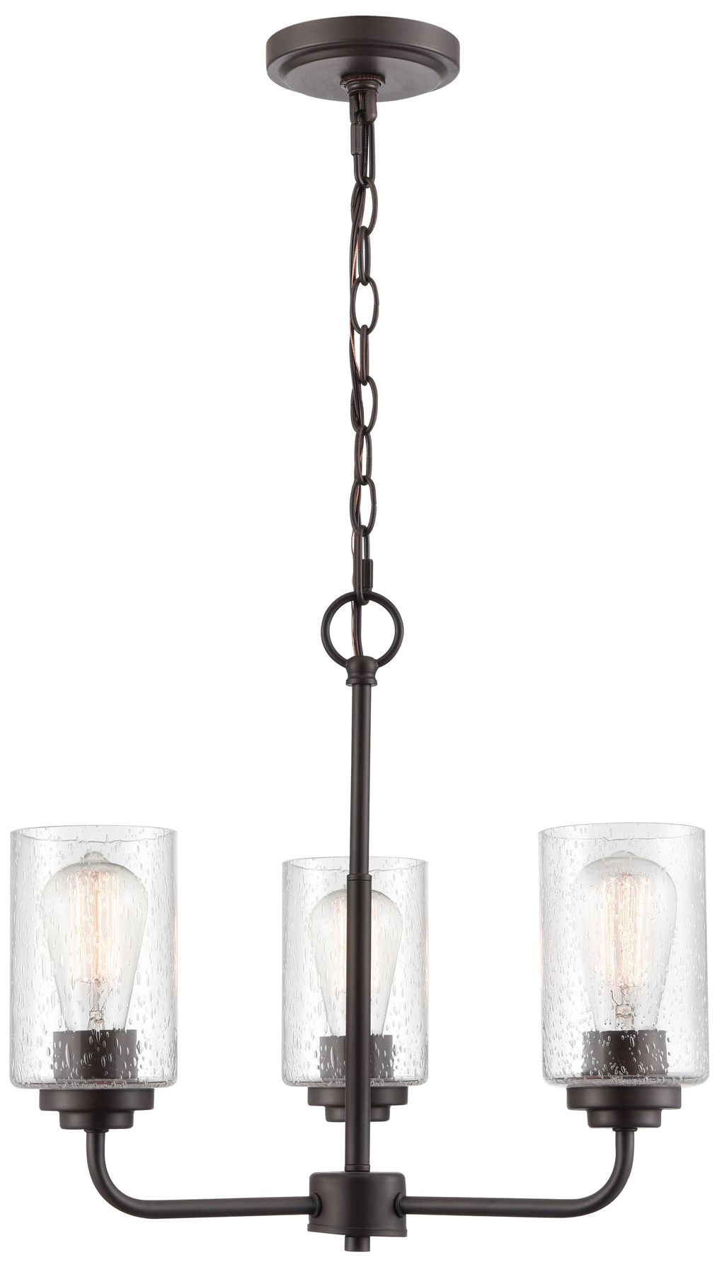 Millennium Moven 3-Light 18" Rubbed Bronze Chandelier with Glass Shade