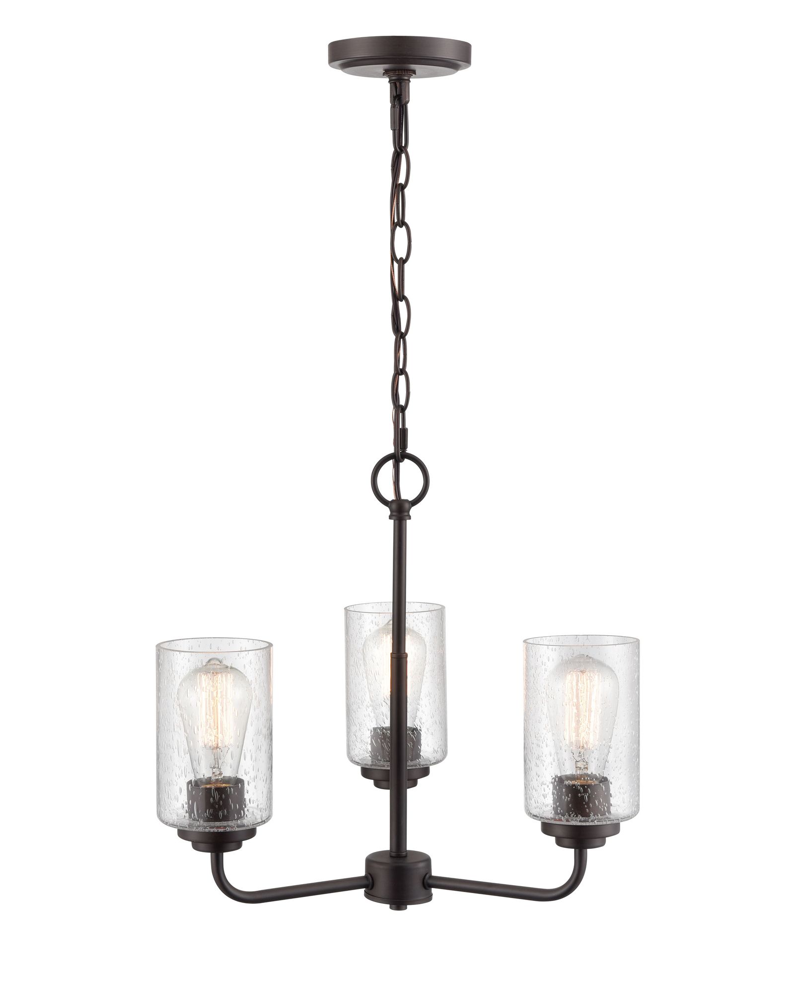 Image 2 Millennium Moven 3-Light 18" Rubbed Bronze Chandelier with Glass Shade more views
