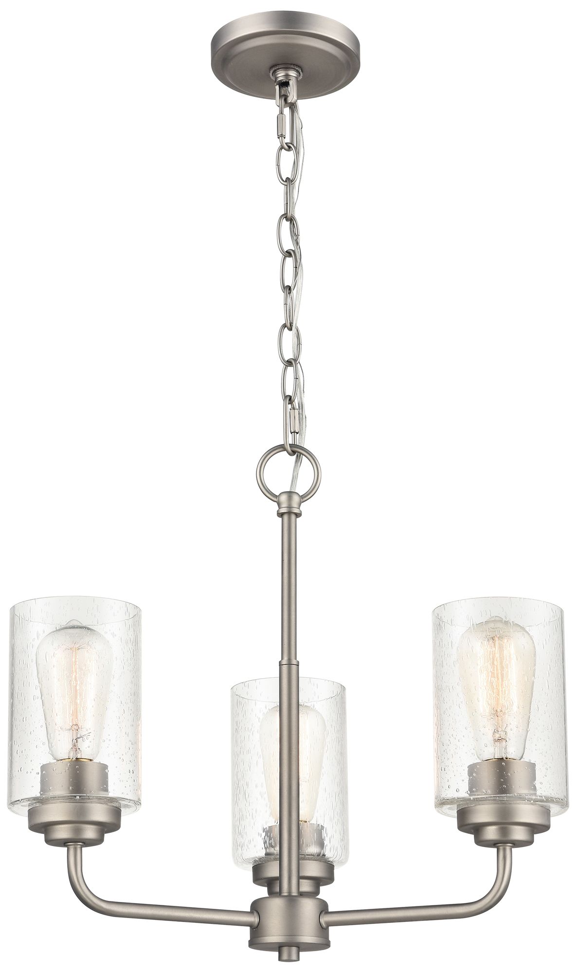 Millennium Moven 3-Light 18" Satin Nickel Chandelier with Glass Shade