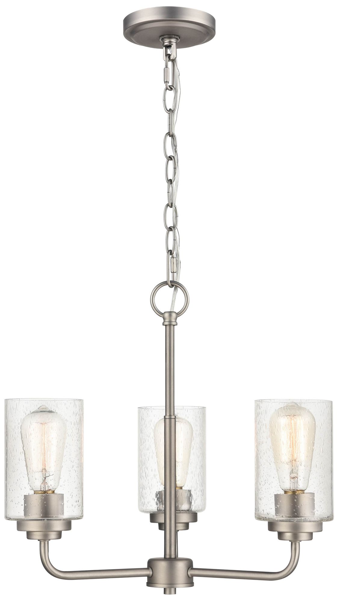 Image 2 Millennium Moven 3-Light 18" Satin Nickel Chandelier with Glass Shade more views
