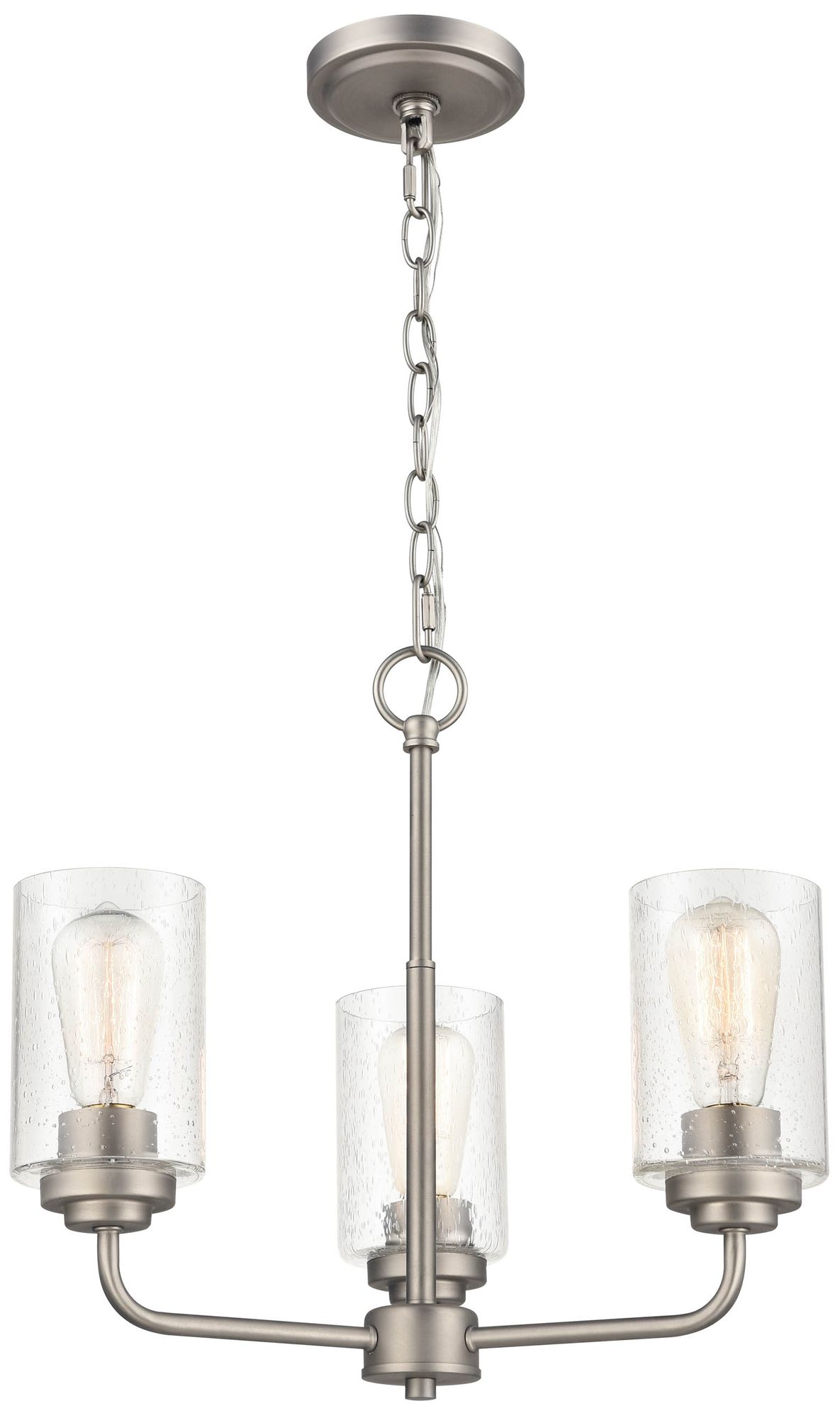 Image 3 Millennium Moven 3-Light 18" Satin Nickel Chandelier with Glass Shade more views