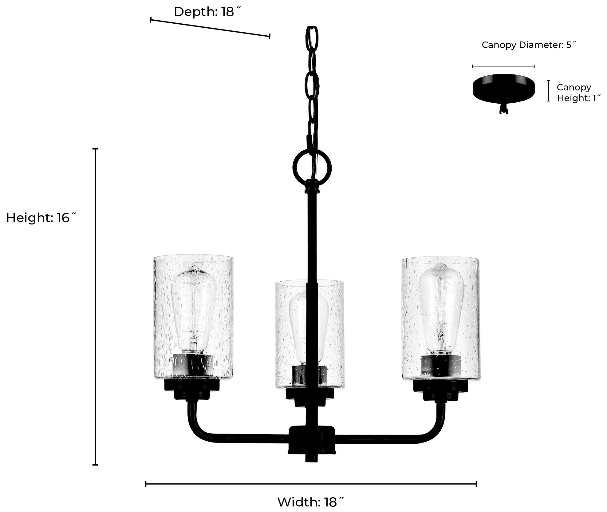 Image 7 Millennium Moven 3-Light 18" Satin Nickel Chandelier with Glass Shade more views