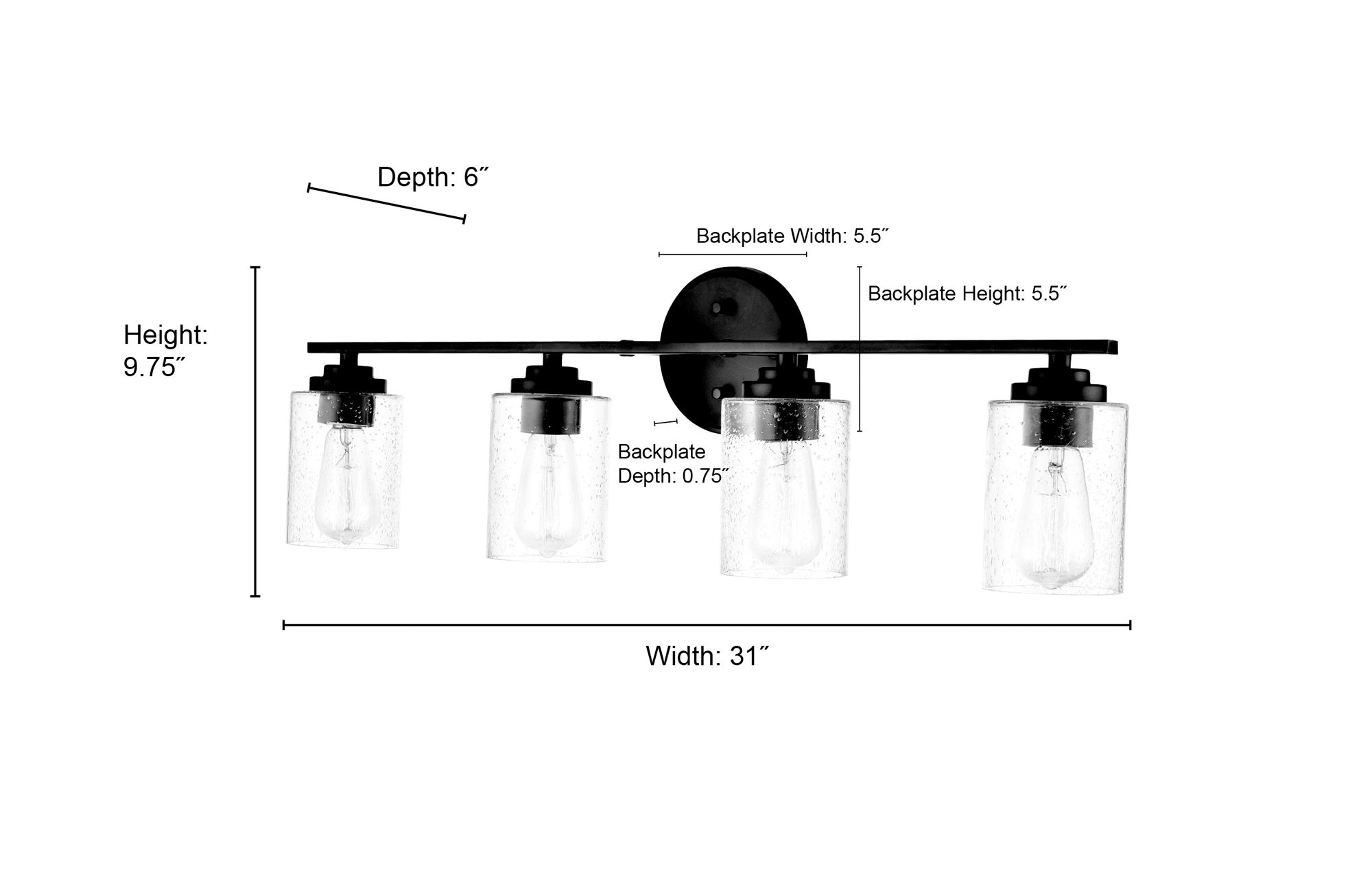 Millennium Moven 4-Light 31" Modern Gold Vanity Light with Glass Shade