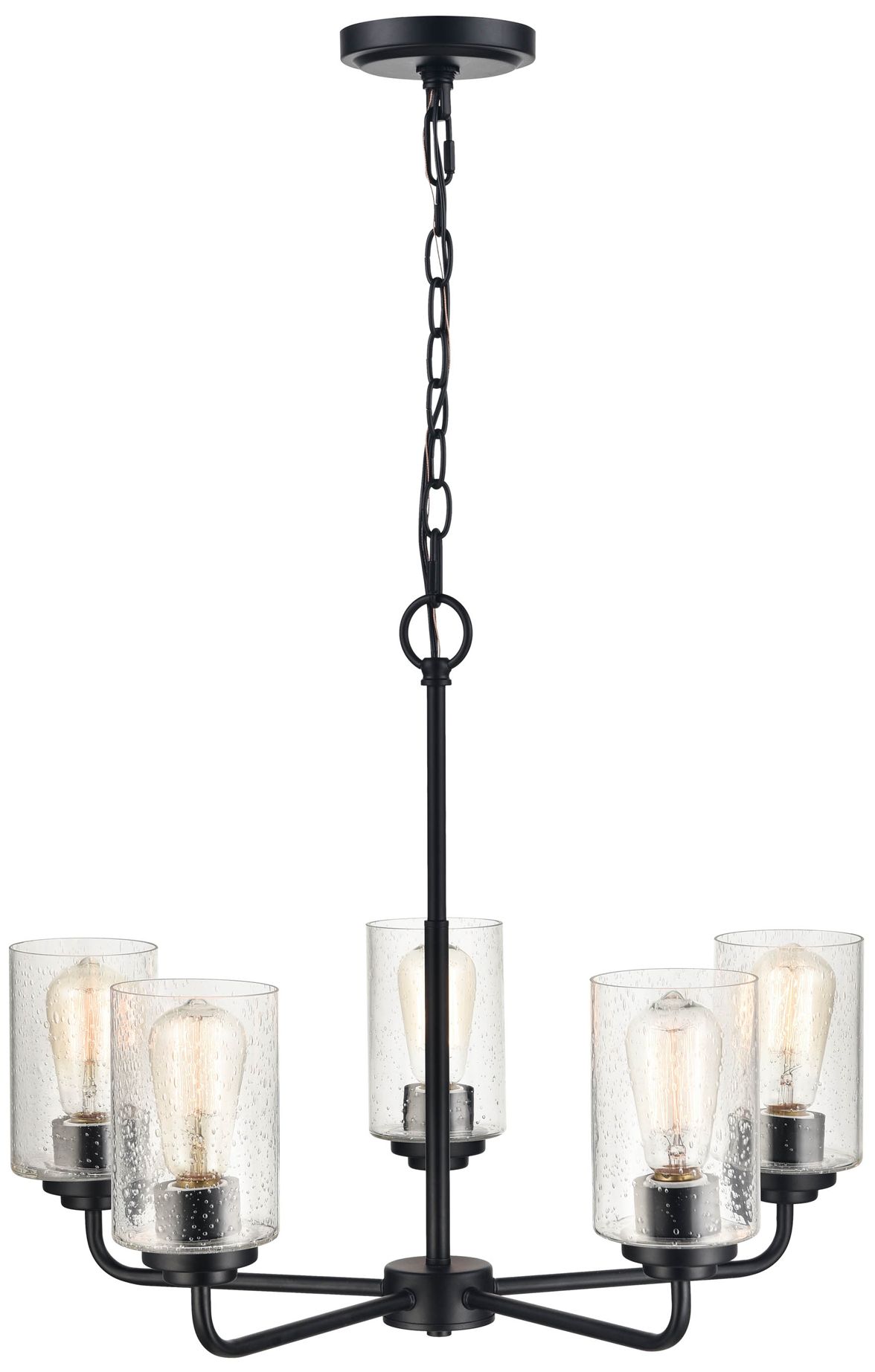 Image 2 Millennium Moven 5-Light 23" Matte Black Chandelier with Glass Shade