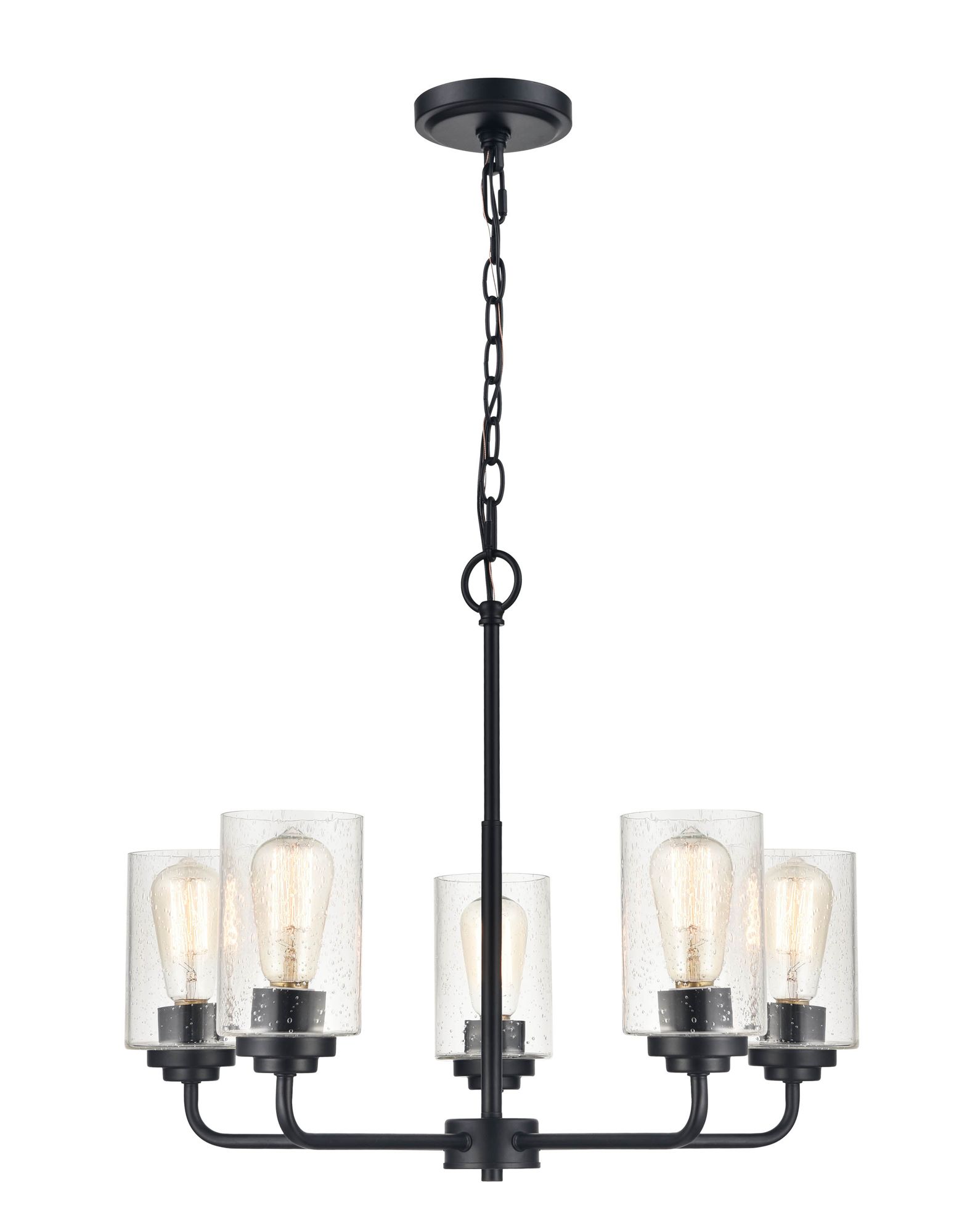 Image 3 Millennium Moven 5-Light 23" Matte Black Chandelier with Glass Shade more views