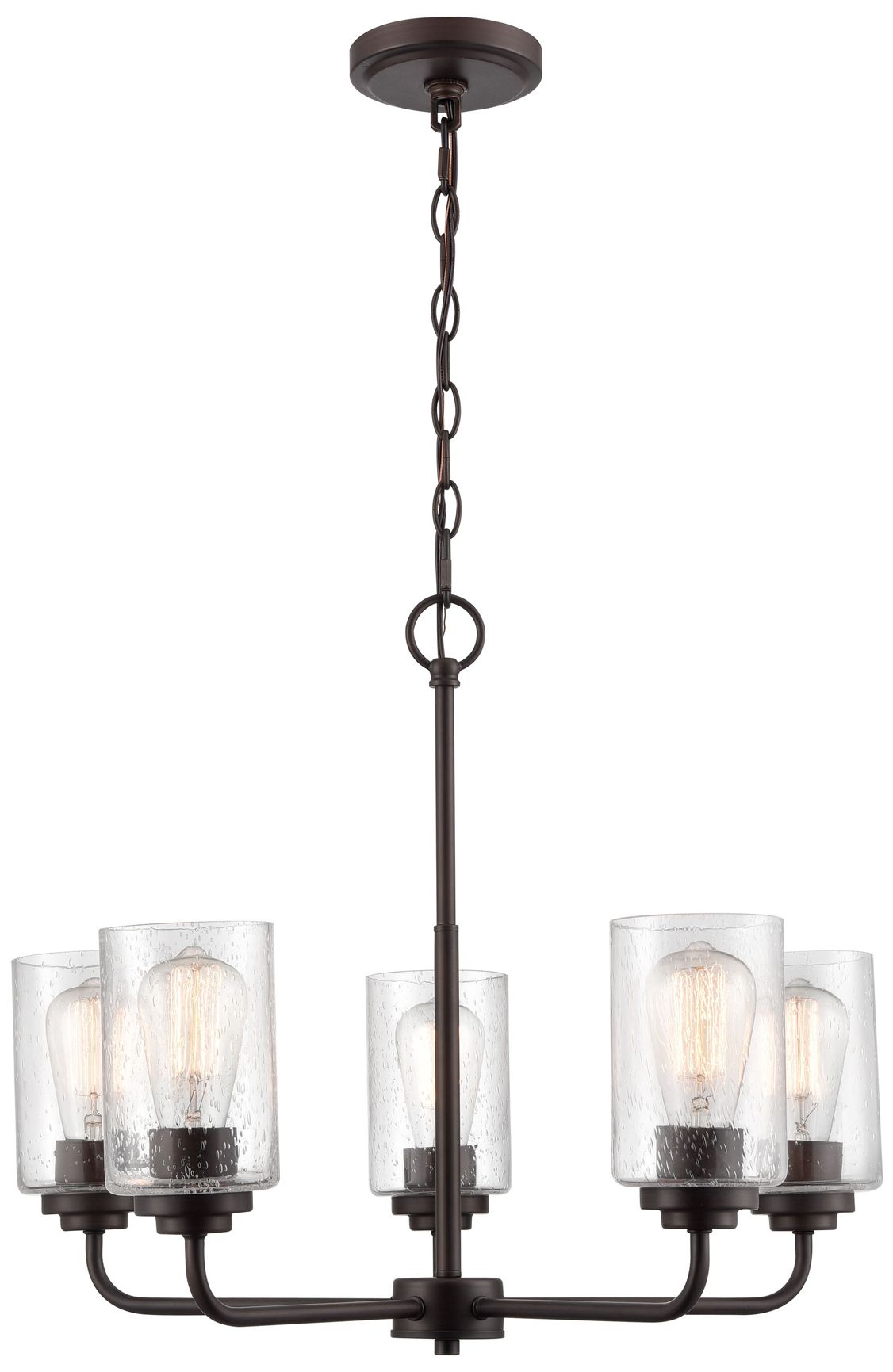 Image 2 Millennium Moven 5-Light 23" Rubbed Bronze Chandelier with Glass Shade