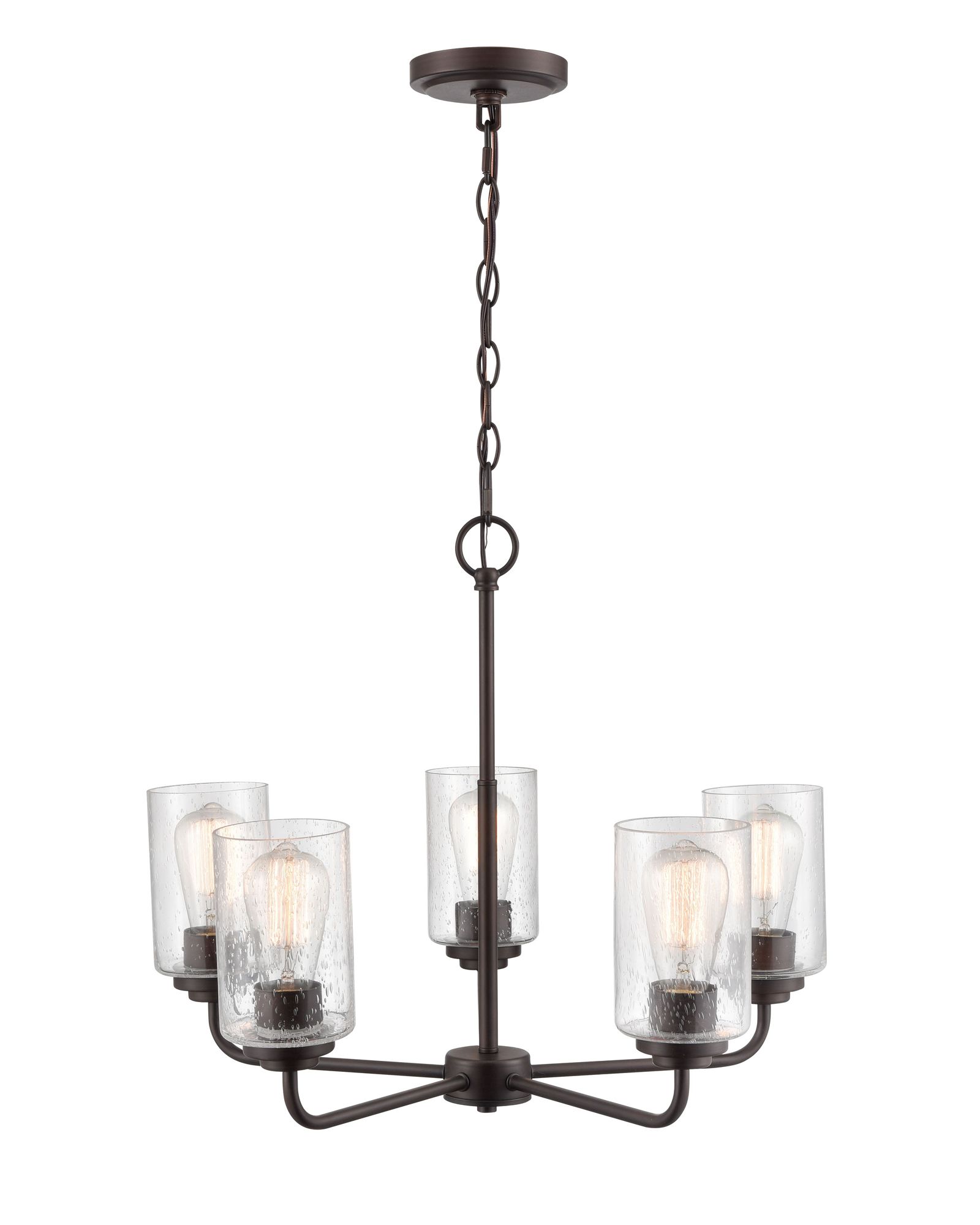 Image 3 Millennium Moven 5-Light 23" Rubbed Bronze Chandelier with Glass Shade more views
