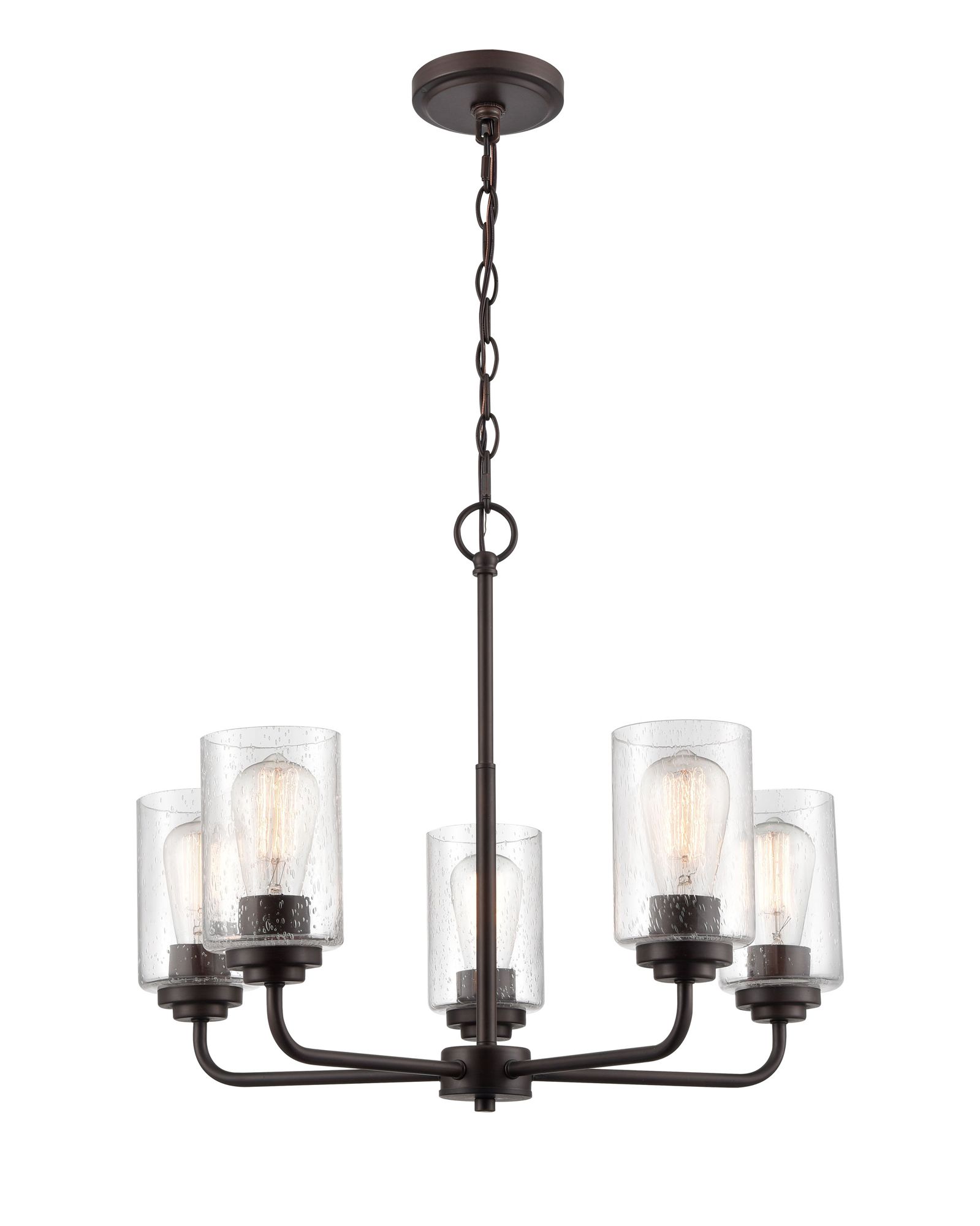 Image 4 Millennium Moven 5-Light 23" Rubbed Bronze Chandelier with Glass Shade more views