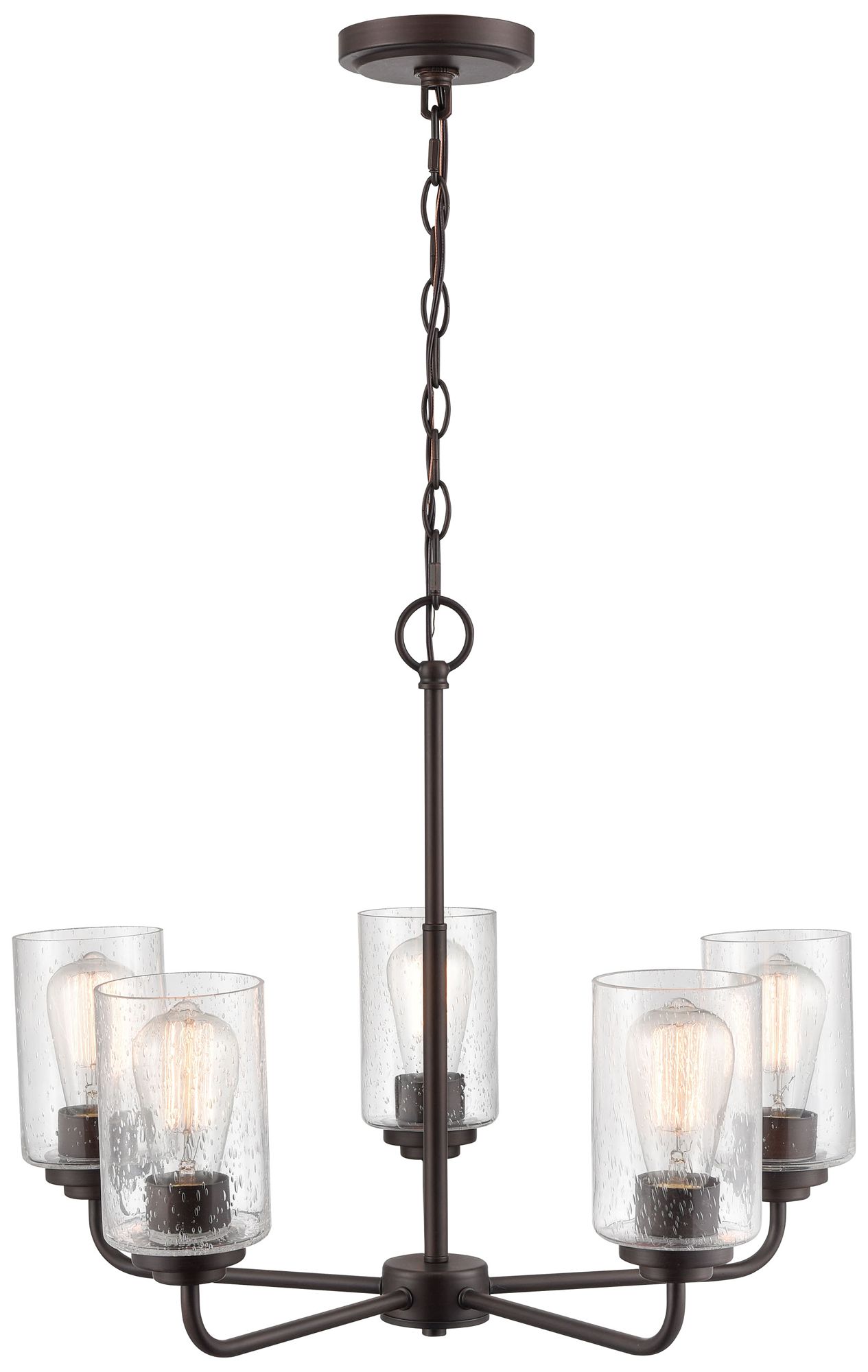 Image 6 Millennium Moven 5-Light 23" Rubbed Bronze Chandelier with Glass Shade more views