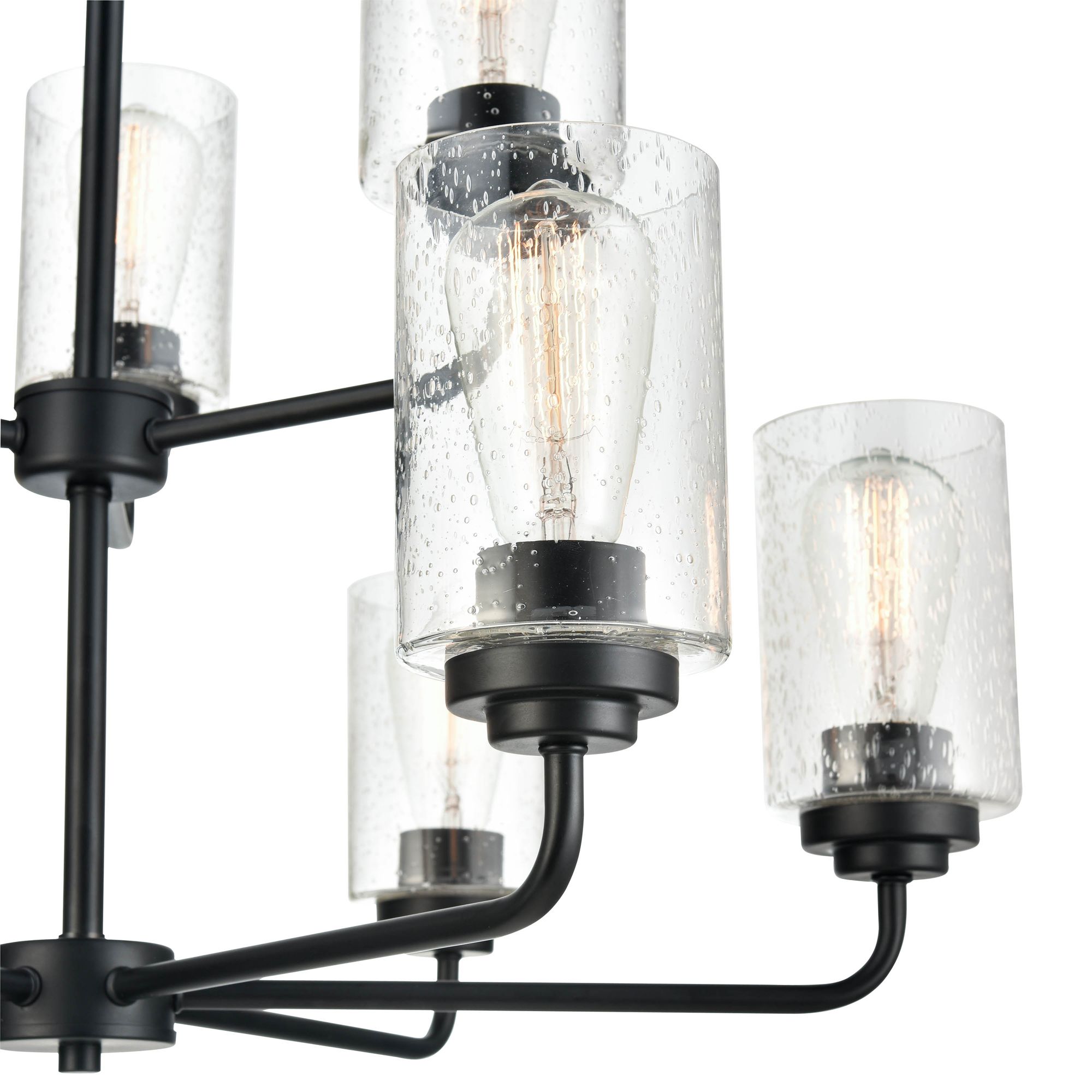 Image 6 Millennium Moven 9-Light 28" Matte Black Chandelier with Glass Shade more views