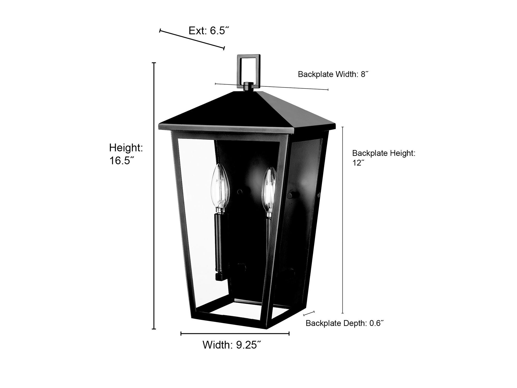 Image 7 Millennium Munger 2-Light 16.5" Powder Coated Black Outdoor Wall Sconce more views