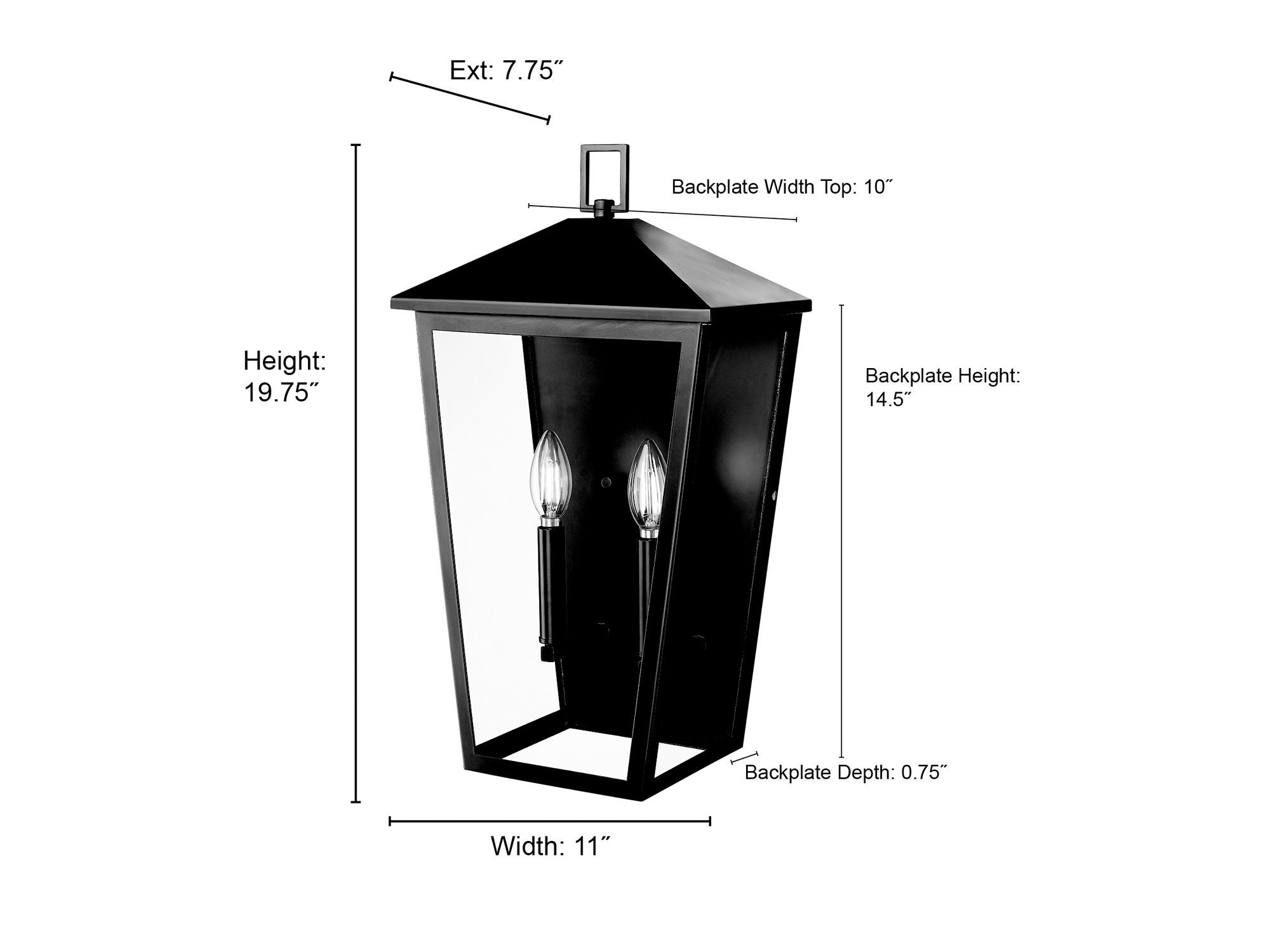 Image 7 Millennium Munger 2-Light 19.75" Powder Coated Black Outdoor Wall Sconce more views