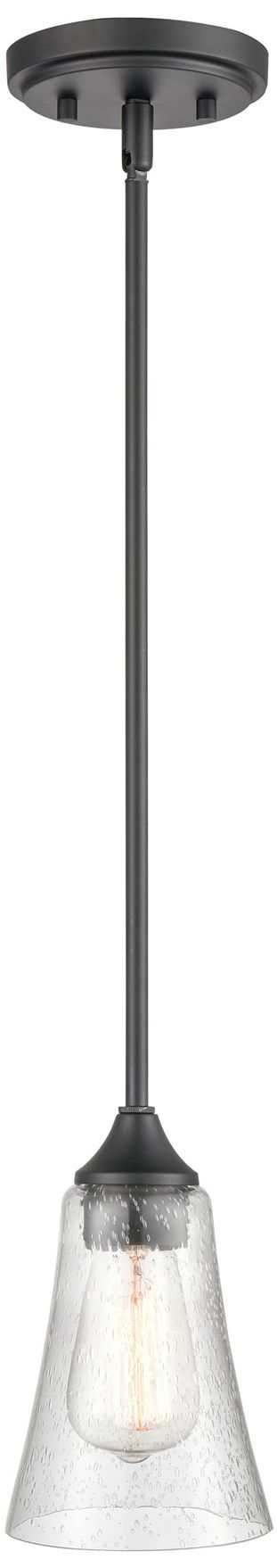 Thumbnail1 of Millennium Natalie 1-Light 5.25" Matte Black Pendant with Glass Shade
