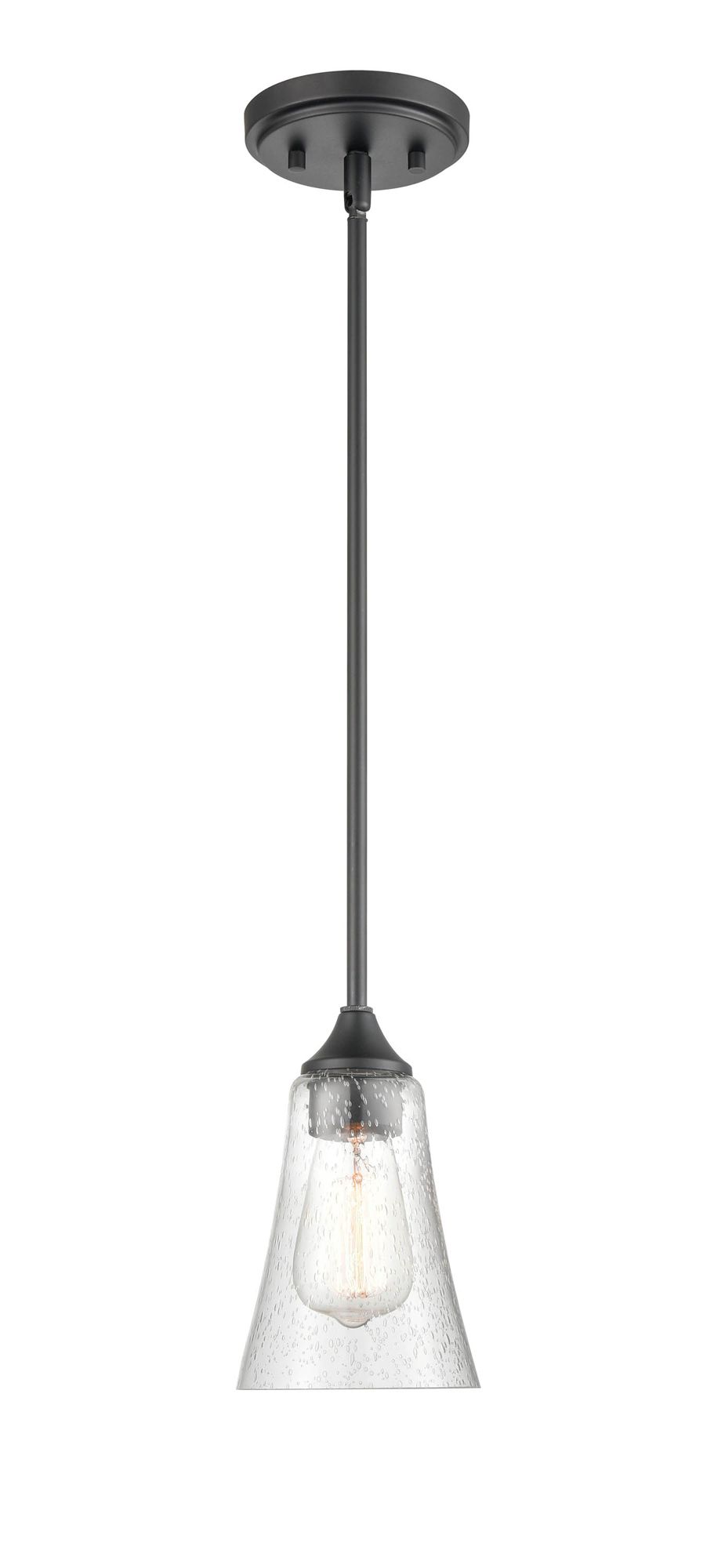 Thumbnail2 of Millennium Natalie 1-Light 5.25" Matte Black Pendant with Glass Shade more views