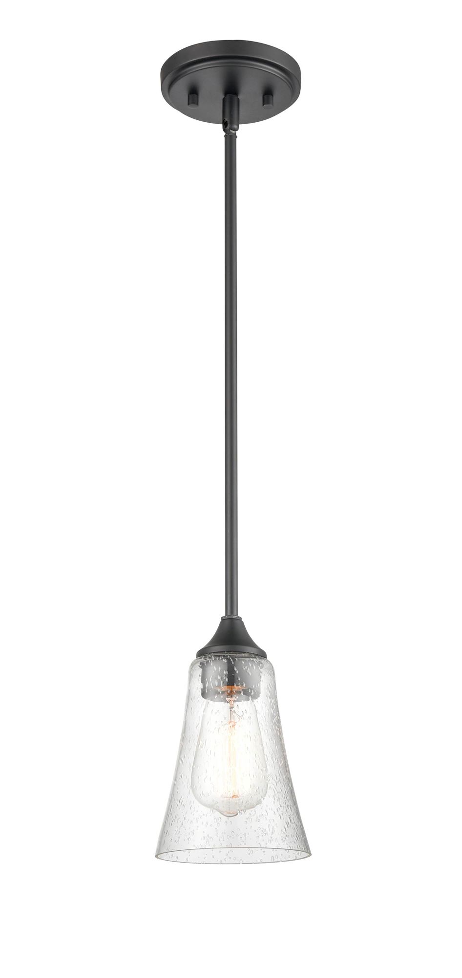 Thumbnail3 of Millennium Natalie 1-Light 5.25" Matte Black Pendant with Glass Shade more views