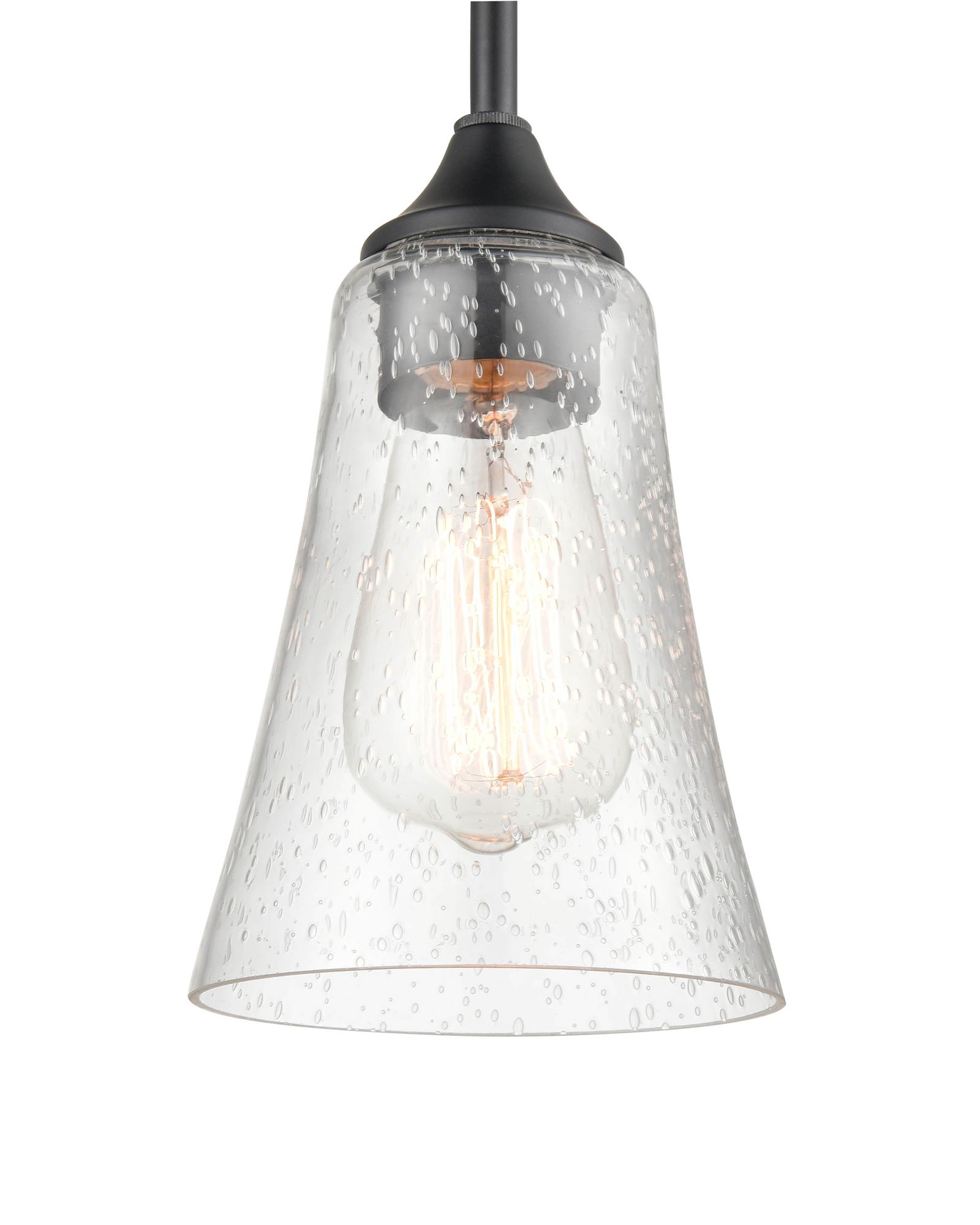 Thumbnail4 of Millennium Natalie 1-Light 5.25" Matte Black Pendant with Glass Shade more views