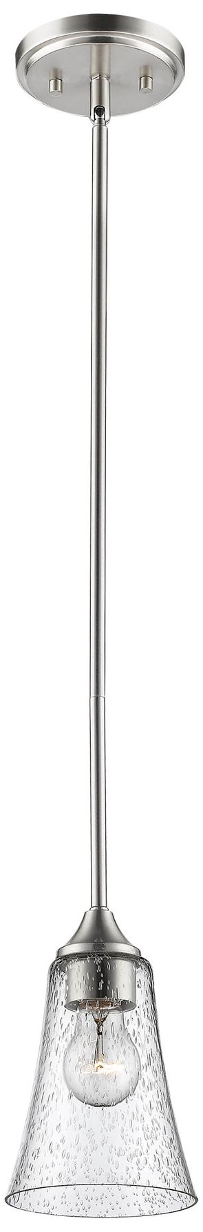 Millennium Natalie 1-Light 5" Satin Nickel Mini Pendant with Glass Sha