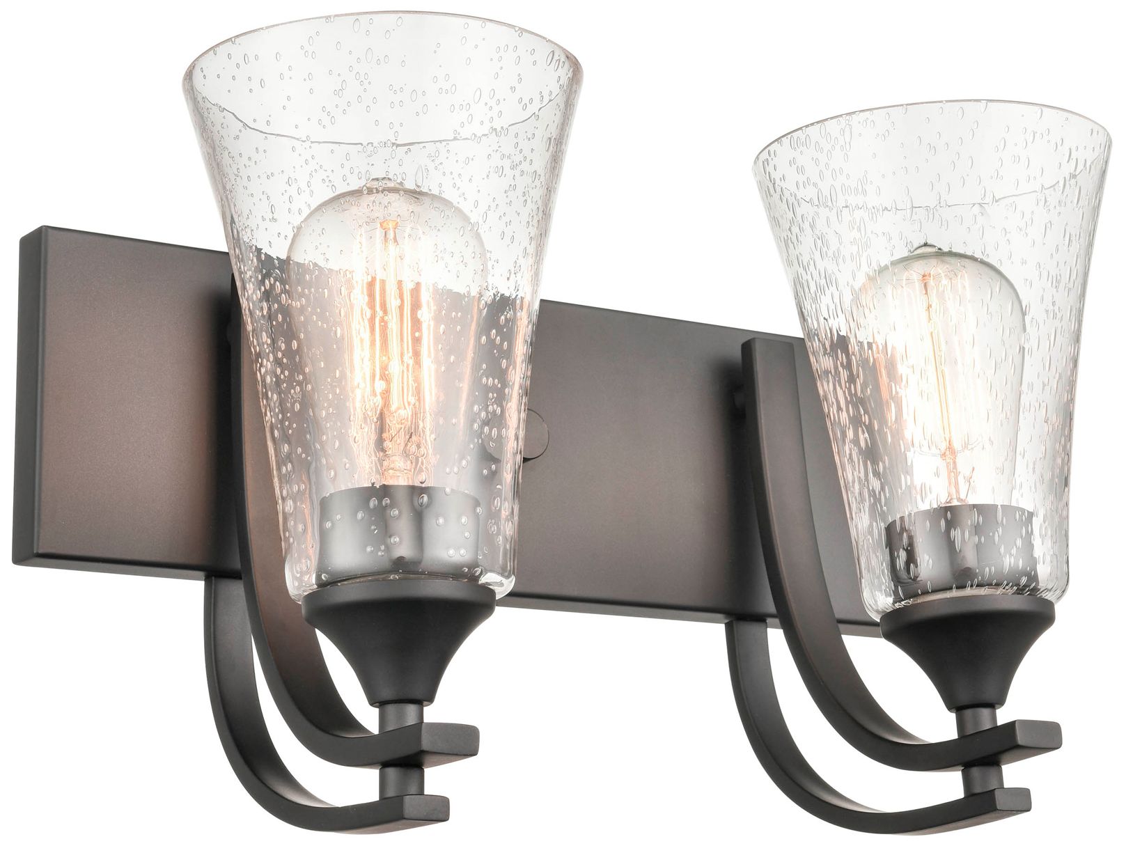 Millennium Natalie 2-Light 14.5" Matte Black Vanity Light with Glass Shade