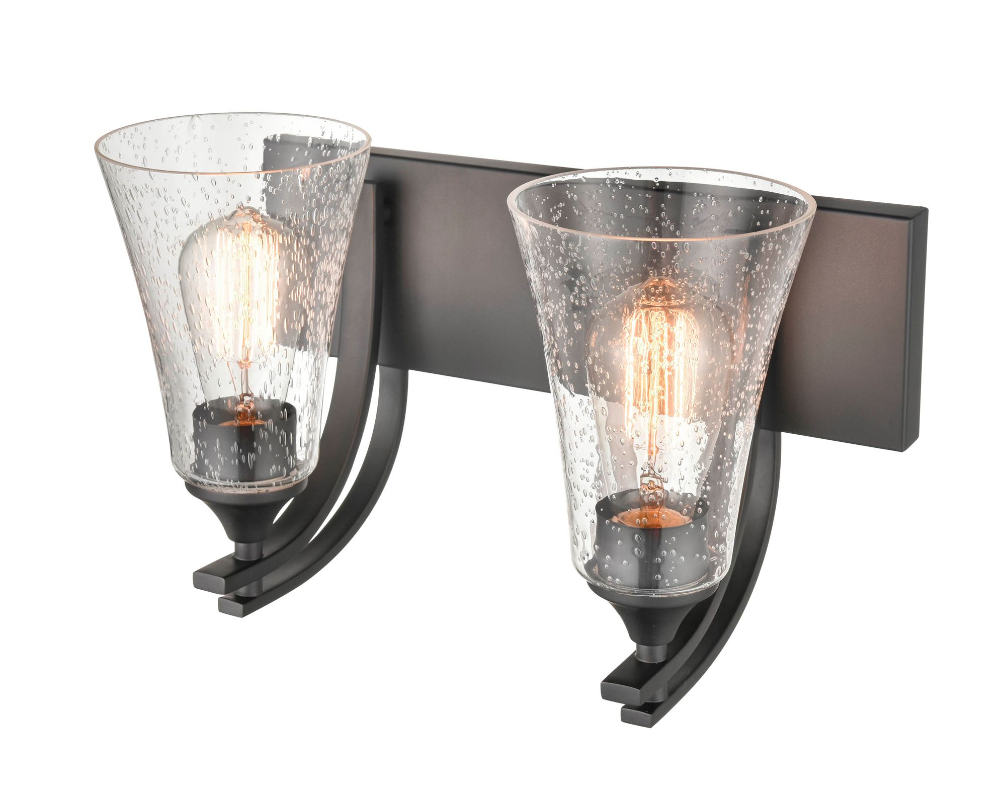 Image 2 Millennium Natalie 2-Light 14.5" Matte Black Vanity Light with Glass Shade more views