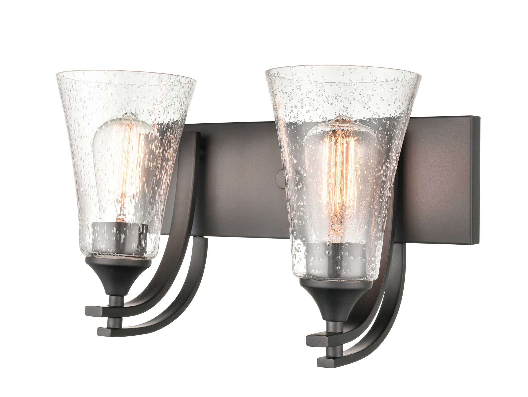 Image 3 Millennium Natalie 2-Light 14.5" Matte Black Vanity Light with Glass Shade more views