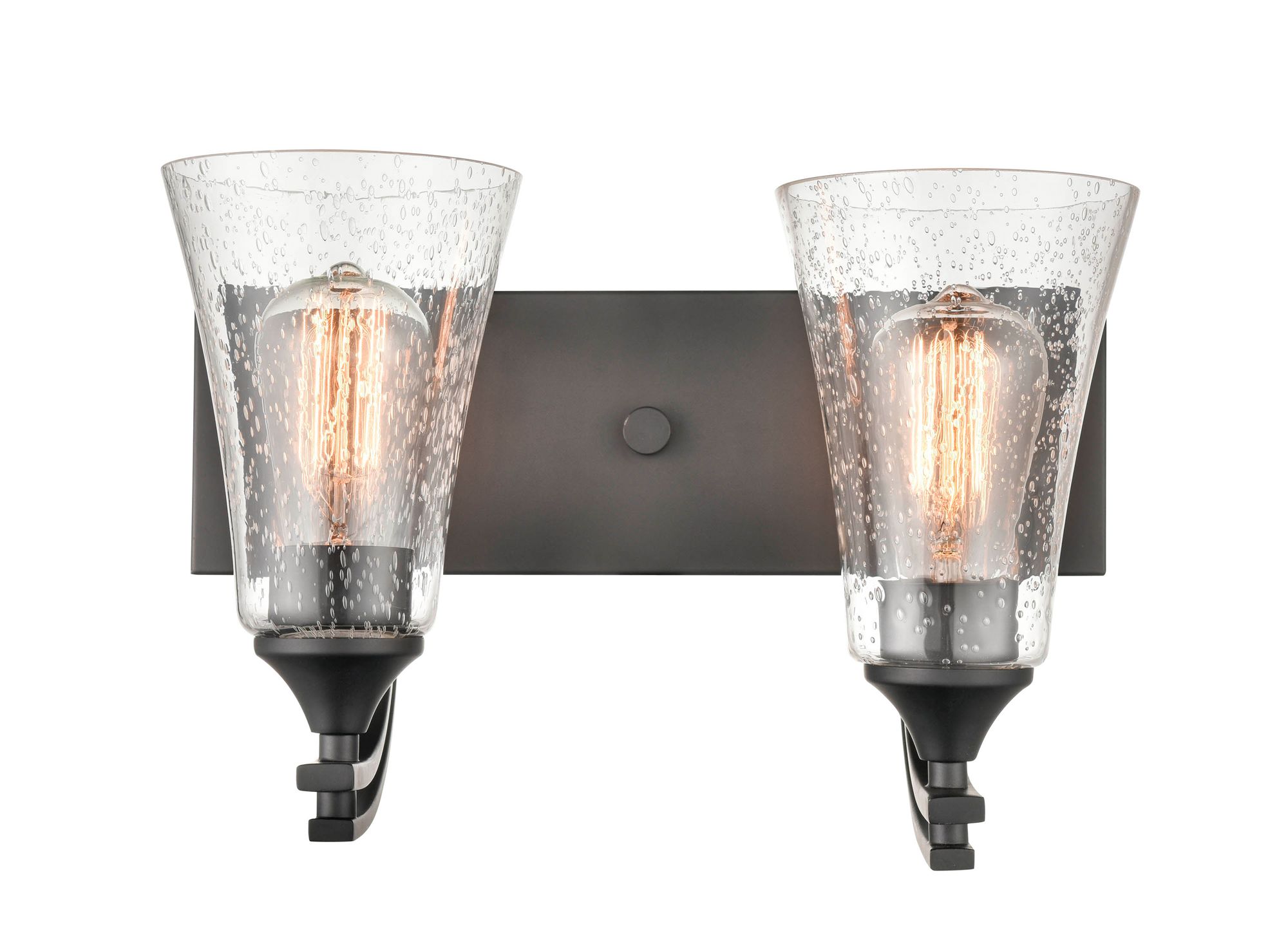Image 4 Millennium Natalie 2-Light 14.5" Matte Black Vanity Light with Glass Shade more views